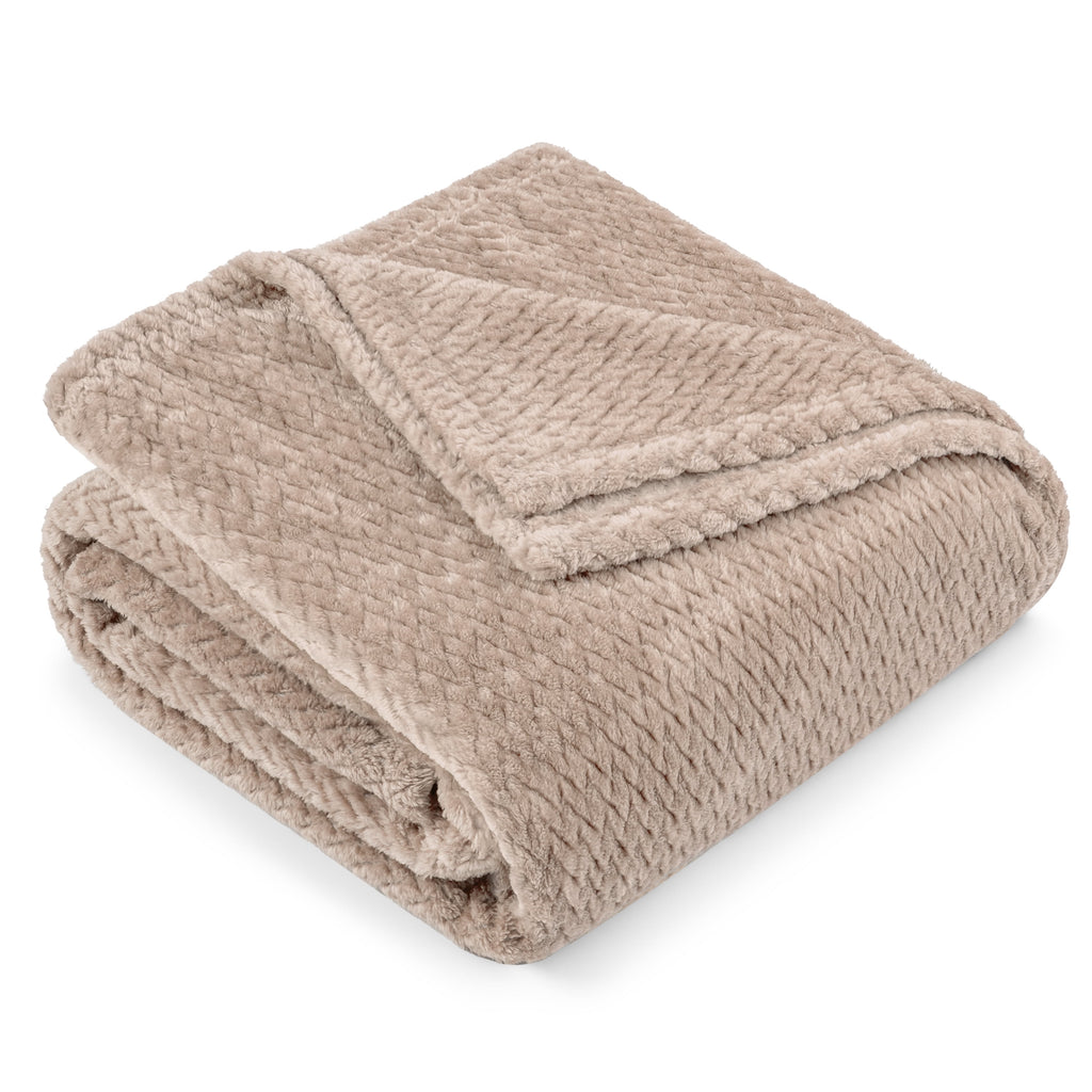 PAVILIA Soft Fleece Taupe Tan Throw Blanket for Couch, Lightweight Plush Warm Blankets for Bed, Fuzzy Cozy Flannel Blanket Throw for Sofa, T - Image 2