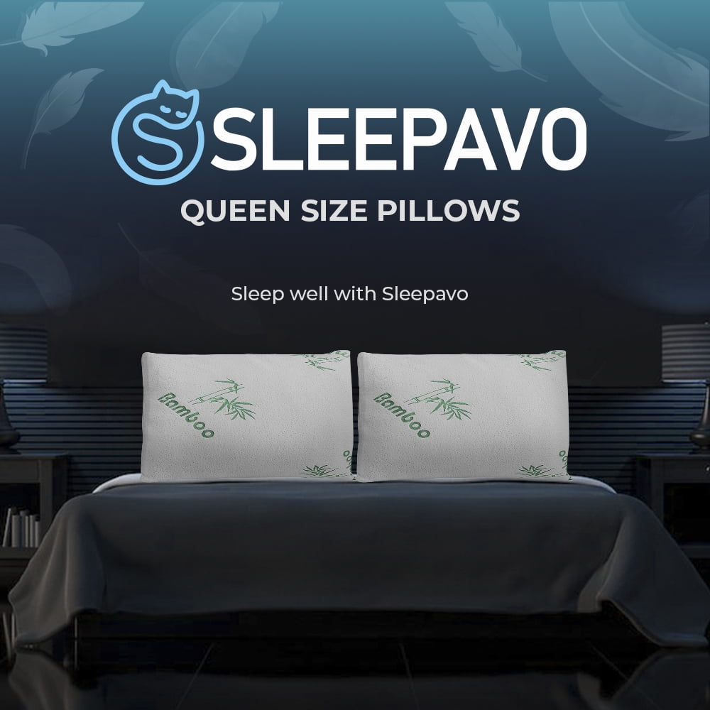 Memory Foam Pillows Queen Size Set of 2 - Cooling Bed Pillows for Sleeping - Back, Stomach, Side Sleeper Soft, Comfy Cool Shredded - 2 Pack, - Image 2