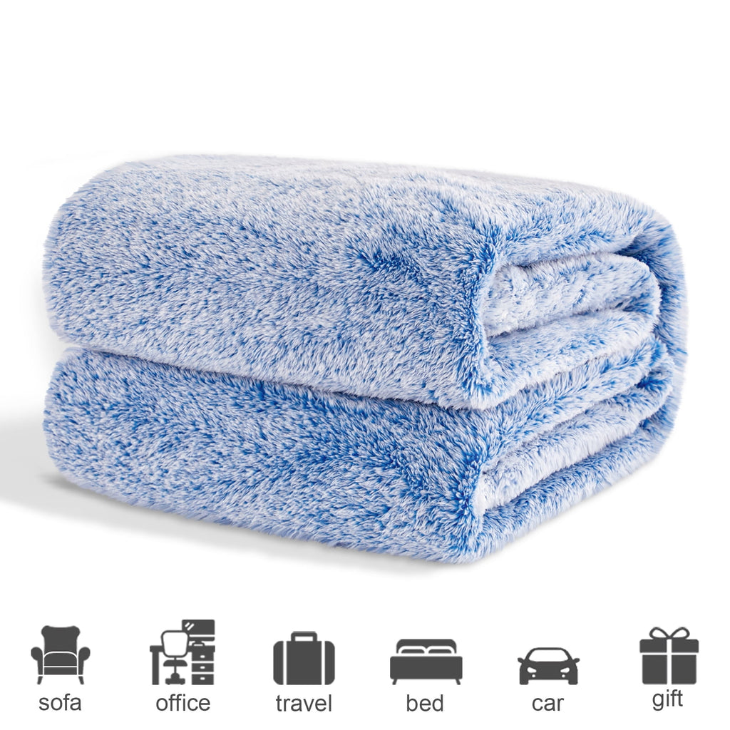 Plush Fuzzy Large Fleece Throw Blanket (50" x 70", Mixed Cobalt Blue)- Soft, Warm and Lightweight - Image 5