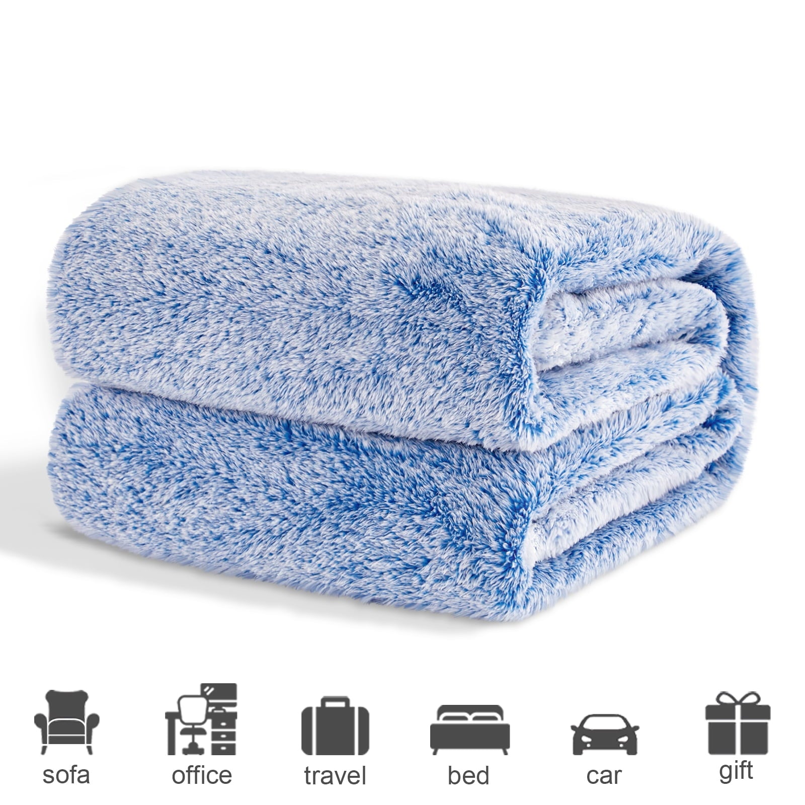Plush Fuzzy Large Fleece Throw Blanket (50" x 70", Mixed Cobalt Blue)- Soft, Warm and Lightweight - Image 5