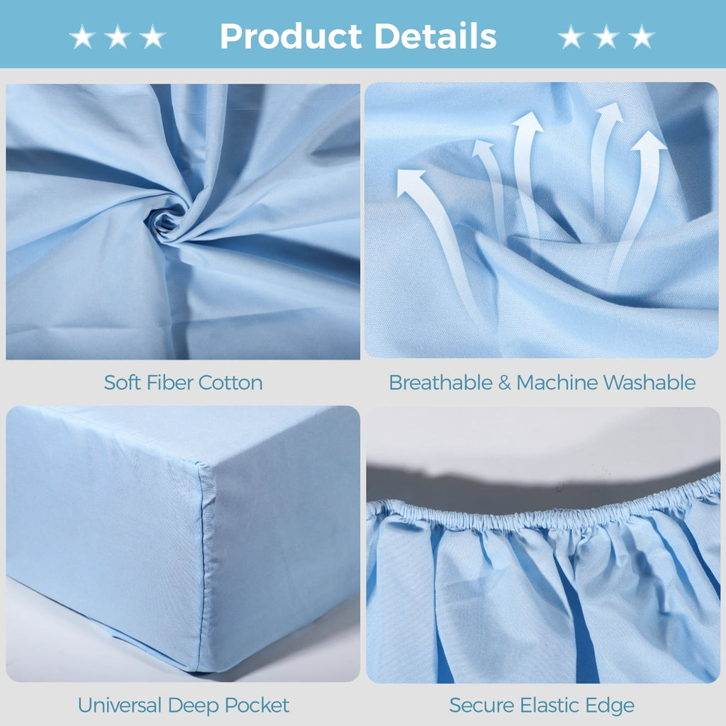 6 Pcs Hospital Bed Sheets Set, Includes 2 Fitted Sheet 84x36x14", 2 Flat Sheets 104x59", 2 Pillowcases 19x29", Soft B... - Image 3