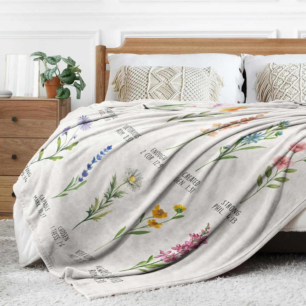 Christian Gifts for Women, Christian Blanket with Flowers, Birthday Gifts for Women, Inspirational, Religious Gifts f... - Image 3