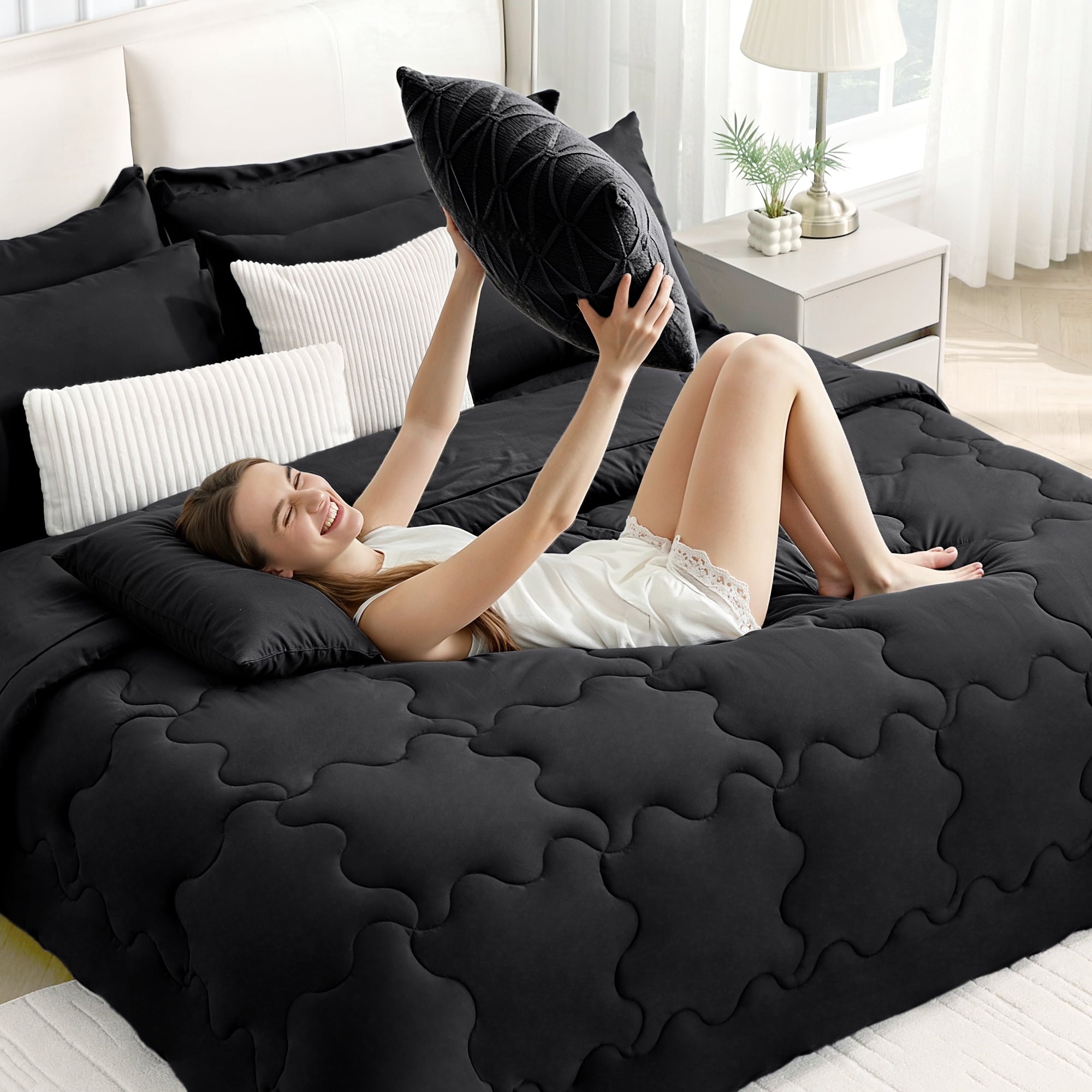 7 Pieces Comforter Set Full，Bed in A bag，All Seasons Bedding sets with Comforter,Fitted Sheet,Flat Sheet,Pillowcases ... - Image 6