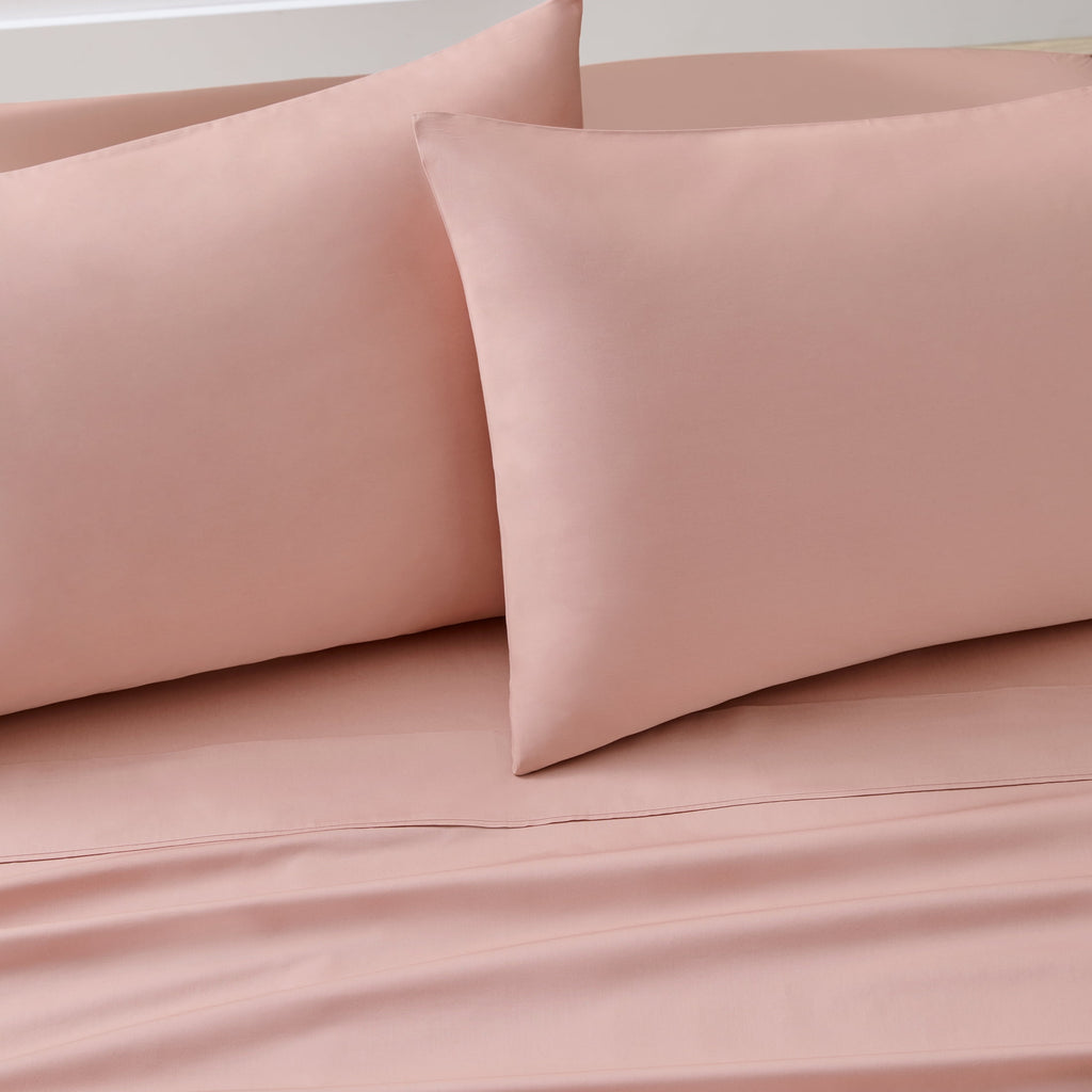 300 Thread Count Cotton Percale 3-Piece Antique Blush Bed Sheet Set, Twin - Image 4