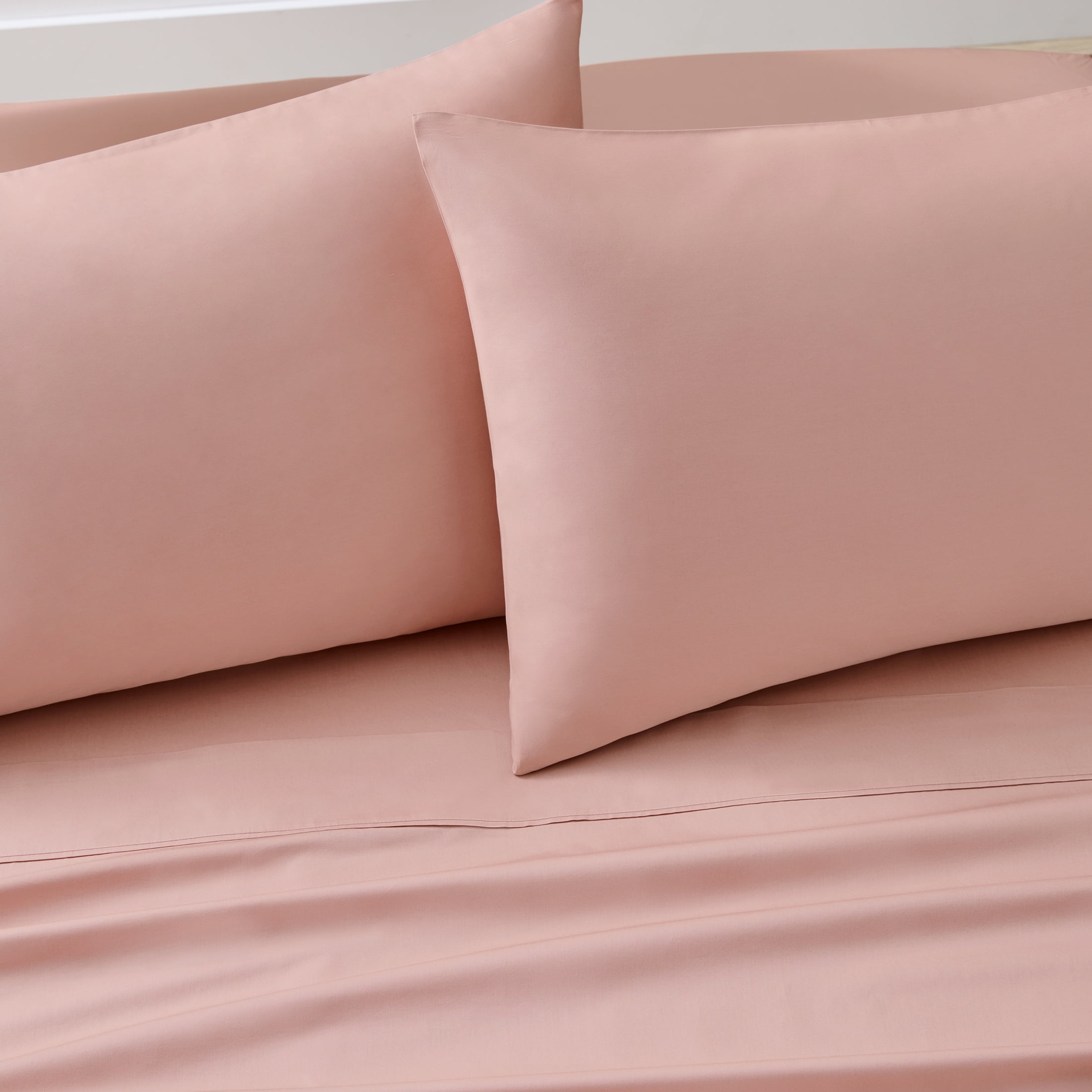 300 Thread Count Cotton Percale 3-Piece Antique Blush Bed Sheet Set, Twin - Image 4