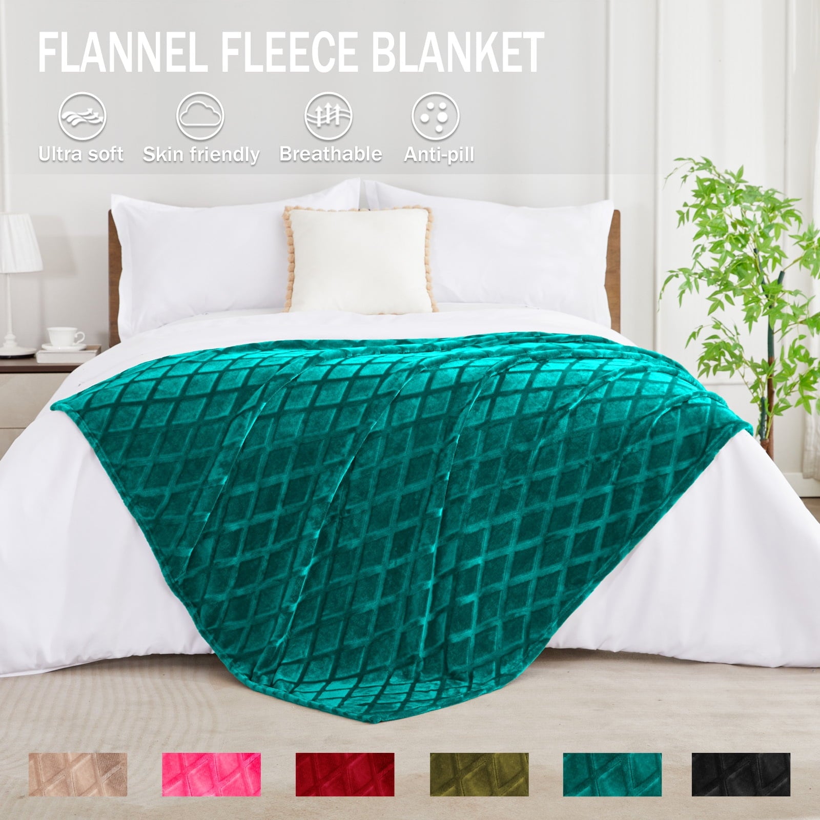 Exclusivo Mezcla Large Soft Throw Blanket for Couch, 50x70 Inches Diamond Geometry Pattern Velvet Fleece Blanket, Cozy, Warm and Lightweight - Image 5