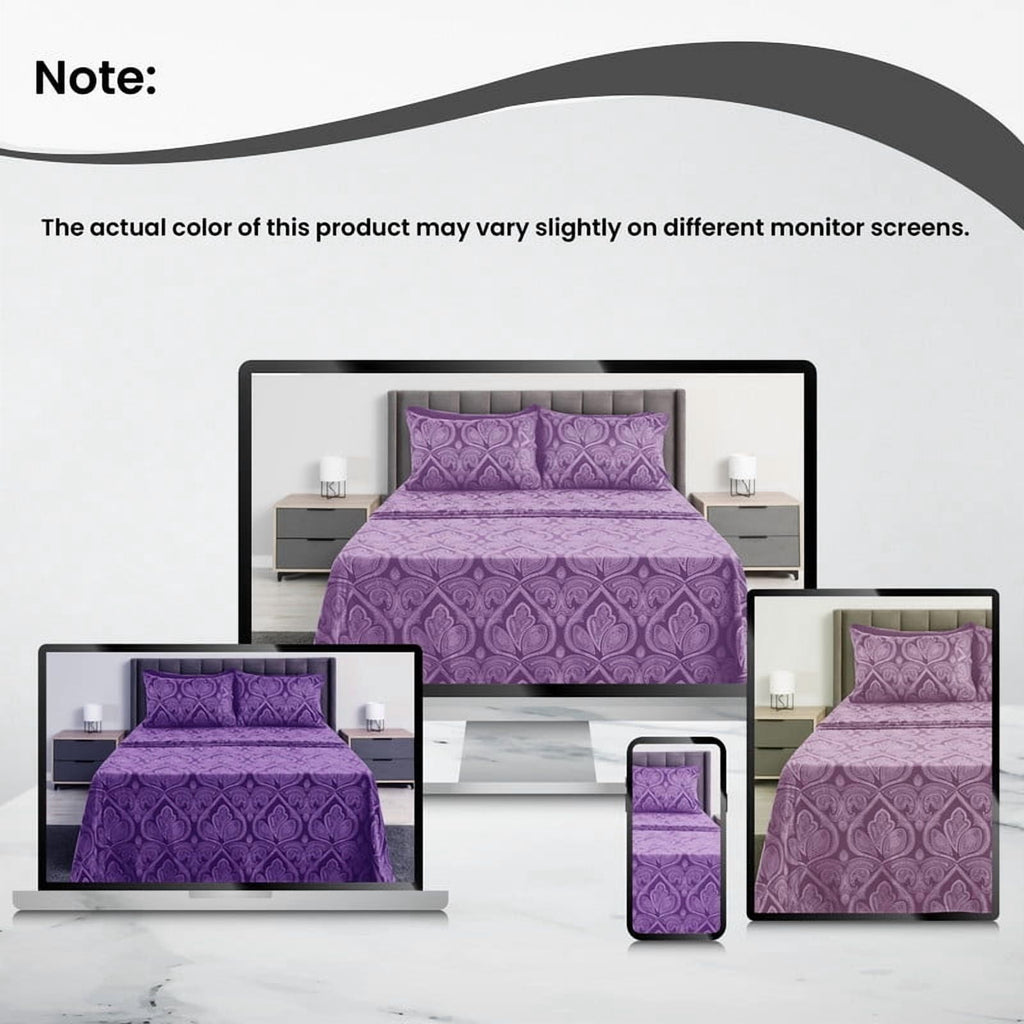 Lux Decor Collection Paisley Printed Queen Bed Sheets Set, Microfiber 6 Piece Bedding Set - Purple - Image 4