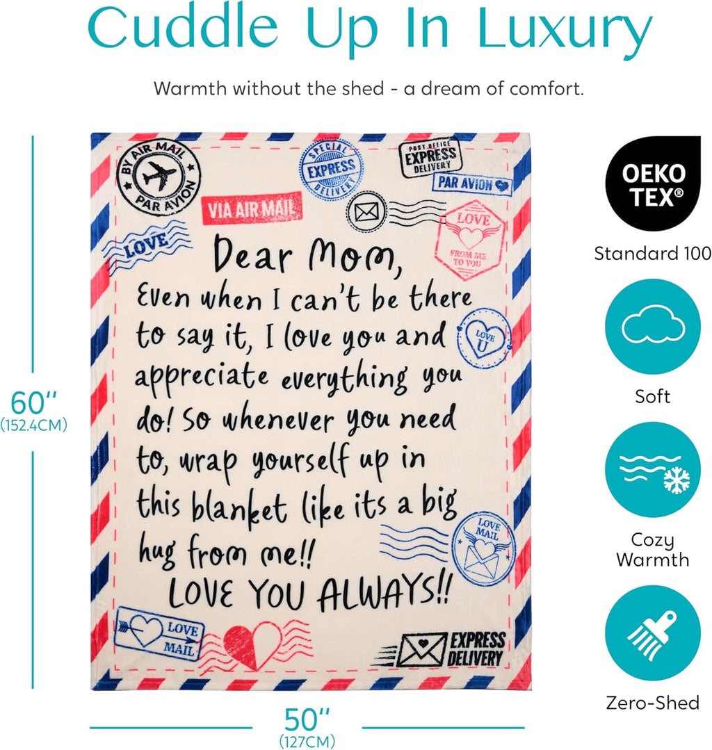 Blanket for Mom 50" x 60" Soft Flannel Throw Blanket Birthday Mother's Day Gift，Ivory White - Image 3