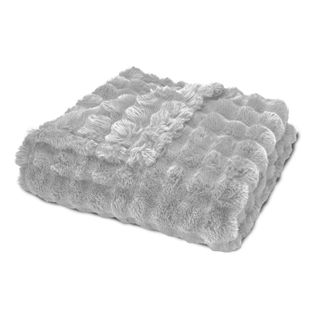Serenade Gray Textured Faux Fur Throw Blanket, 50 x 70 - Image 4