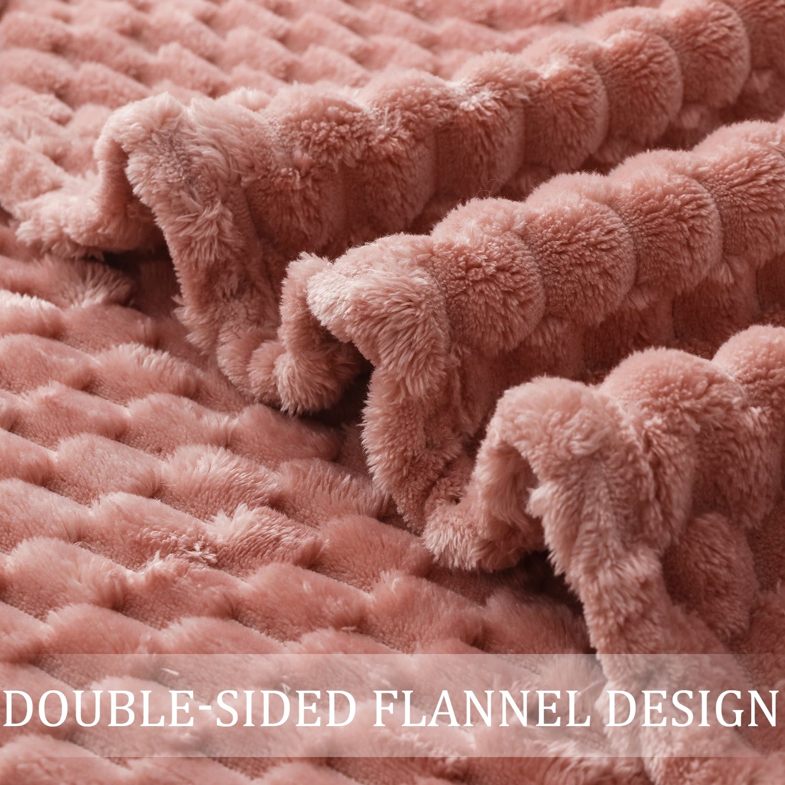 Large Soft Fleece Throw Blanket, 50"x70" Stylish Jacquard Throw Blanket for Couch, Cozy, Warm, Lightweight Dusty Pink... - Image 4