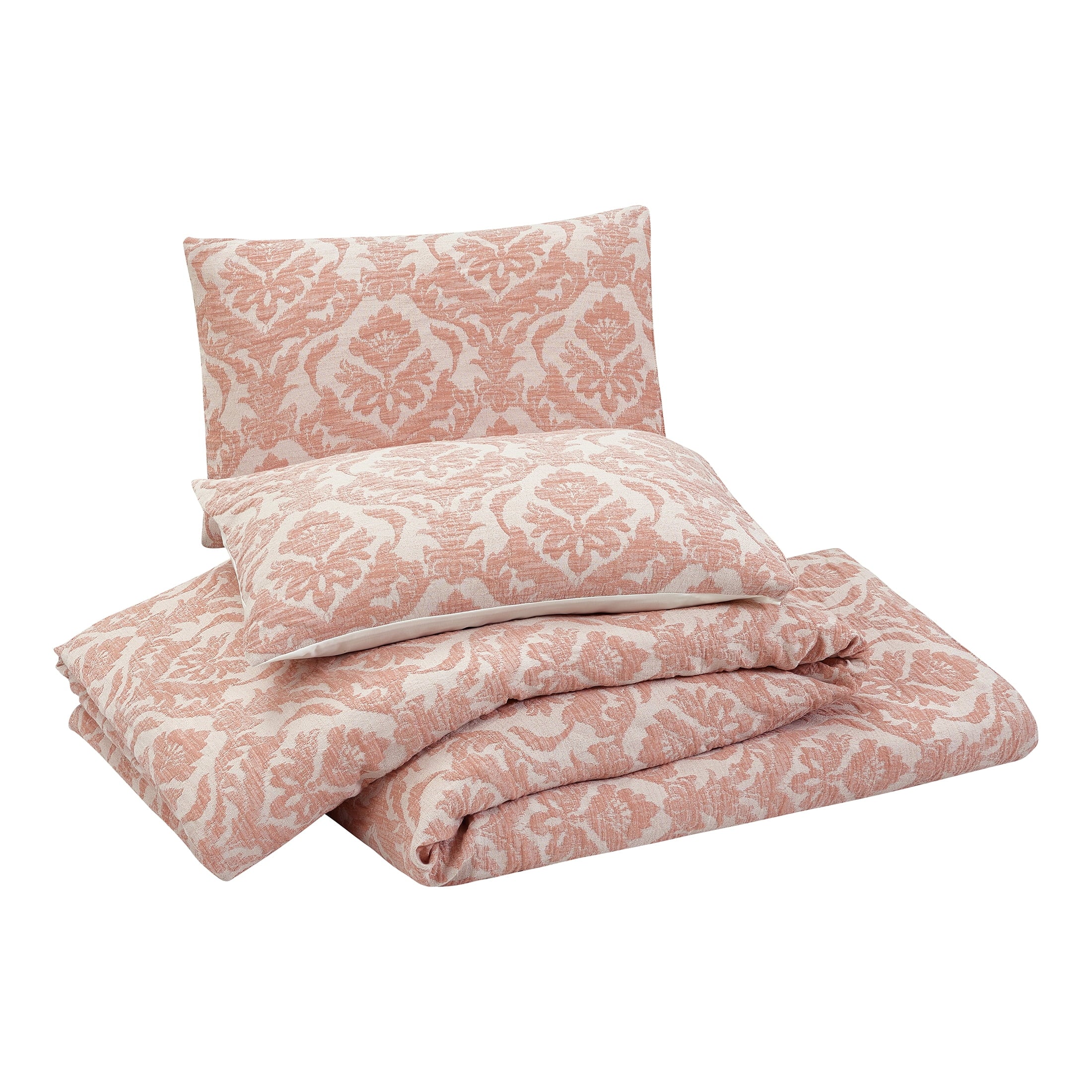 Woven Damask 2-Piece Comforter Set, Blush, Full Queen, All Ages - Image 3