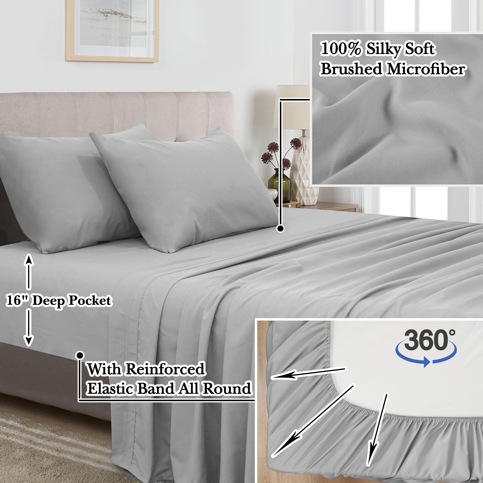 7 Pieces Printed King Comforter Set, Lightweight Reversible Botanical Bedding Set Include Comforter, Pillow Shams, Fl... - Image 5