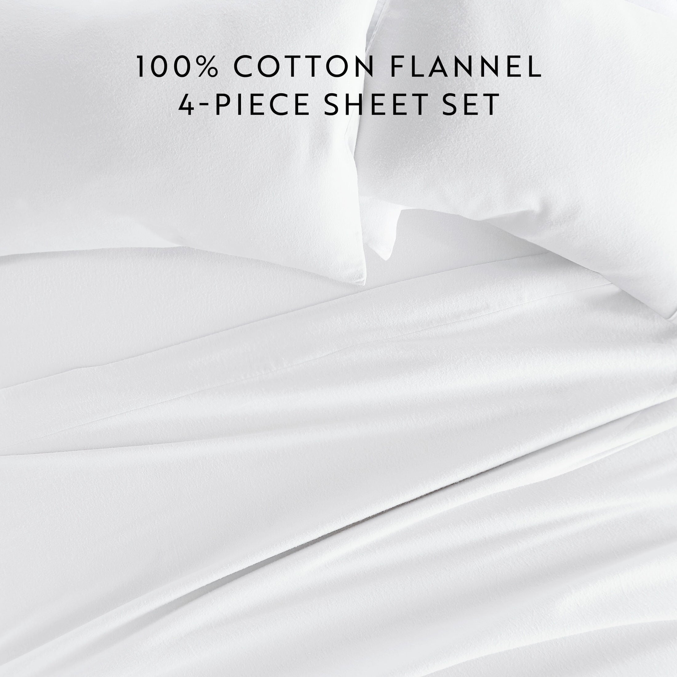 100% Cotton Flannel Bed Sheets Set for Full Size Bedding in White - Image 5