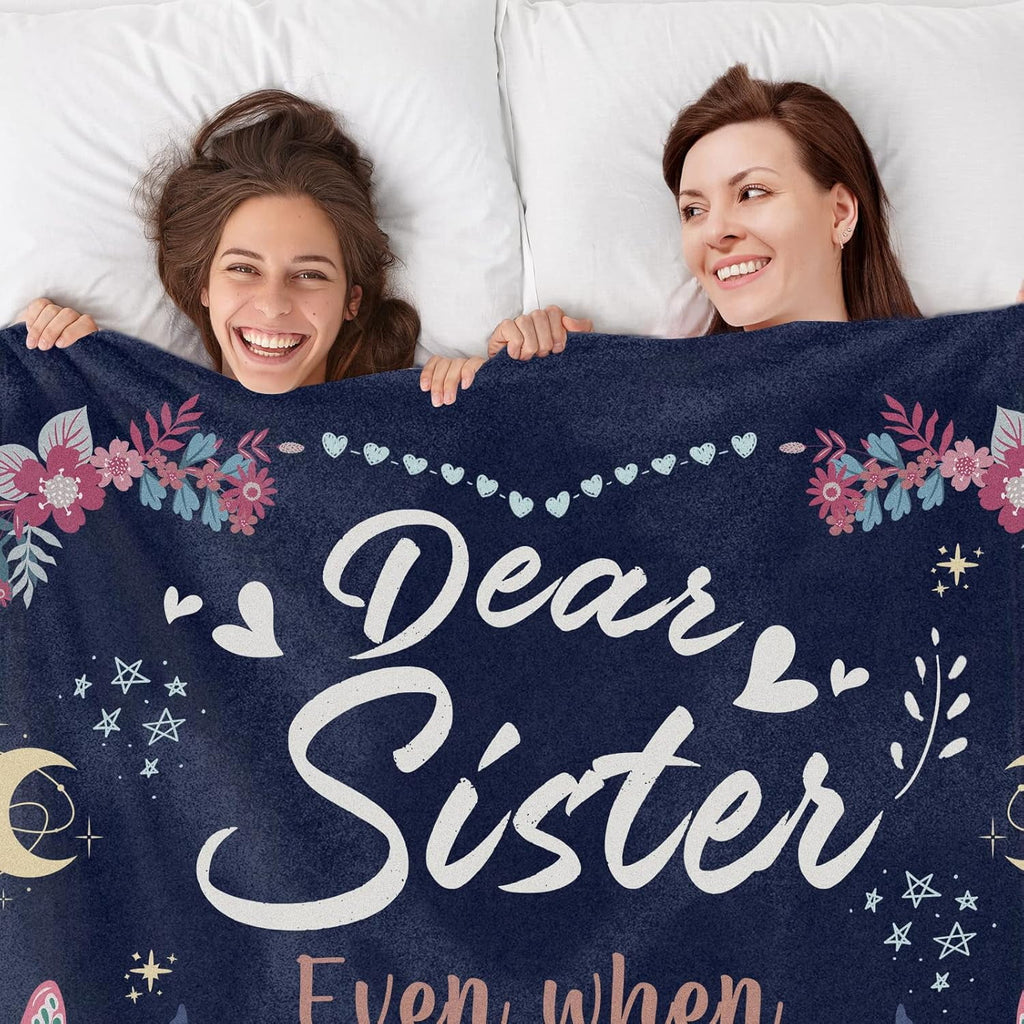 Sister Gifts Blanket, Sisters Gifts from Sister on Mother's Day, Blanket Present for Sisters on Valentine's Day, Happy Birthday Sister, to M - Image 2