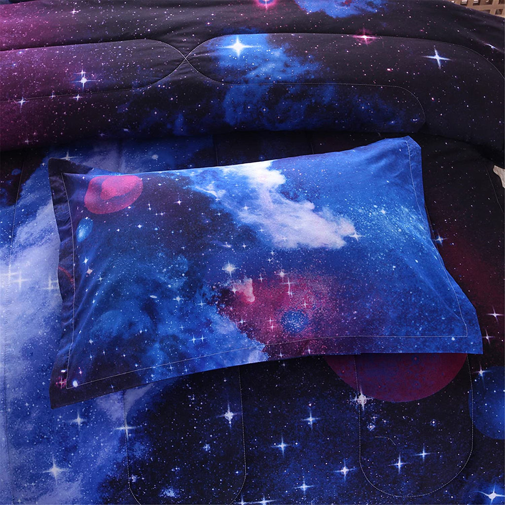 Galaxy Bedding Sets Outer Space Comforter 3D Printed Space Quilt Set Full Size for Kids Blue - Image 3