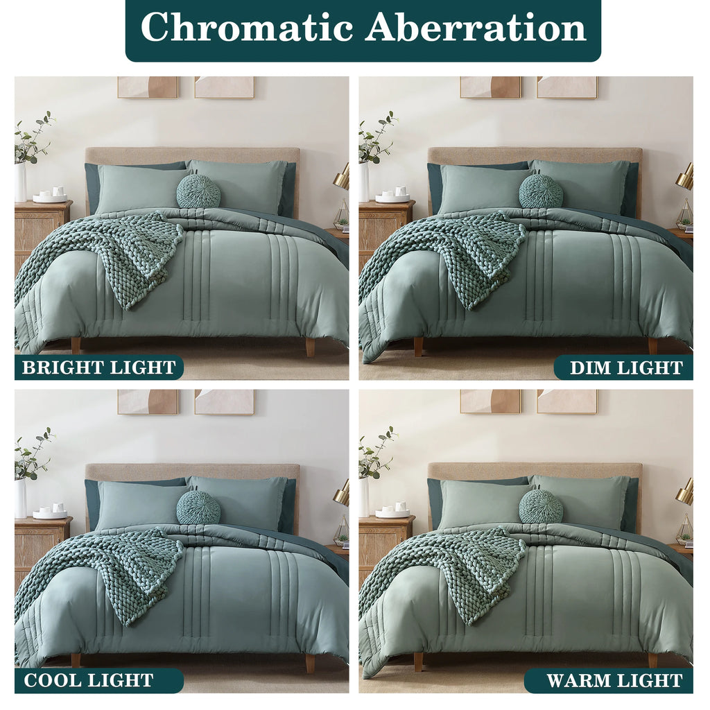 Amberspace 7-piece Bed in a Bag Comforter Set with Sheets,Sage Green,Full - Image 4