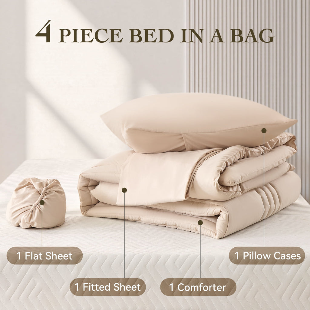 Twin Comforter Set 4 Pieces,Comforter Set,Bed in a Bag, Bedding Set with Comforter,Fitted Sheet,Flat Sheet,Pillowcase... - Image 2