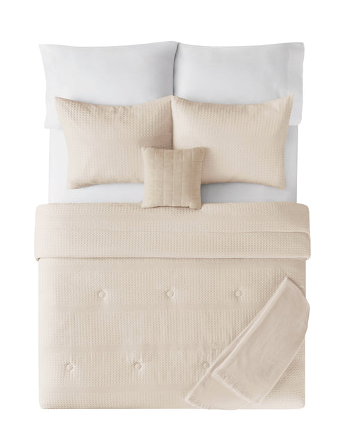 5-Piece Papyrus Beige Waffle Comforter Set, Full/Queen - Image 2