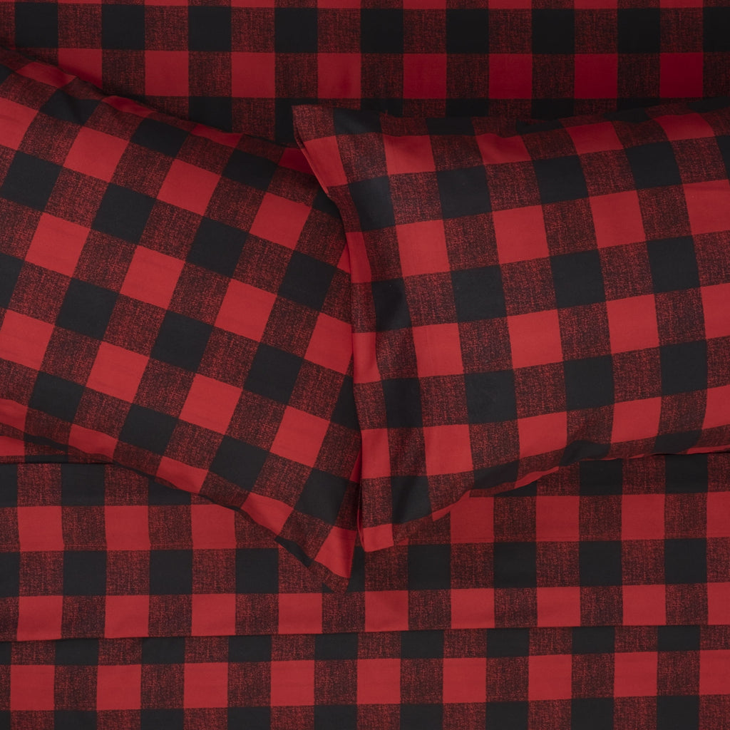 Buffalo Plaid Black and Red 4 Piece Bed Sheet Set - Twin - Image 2