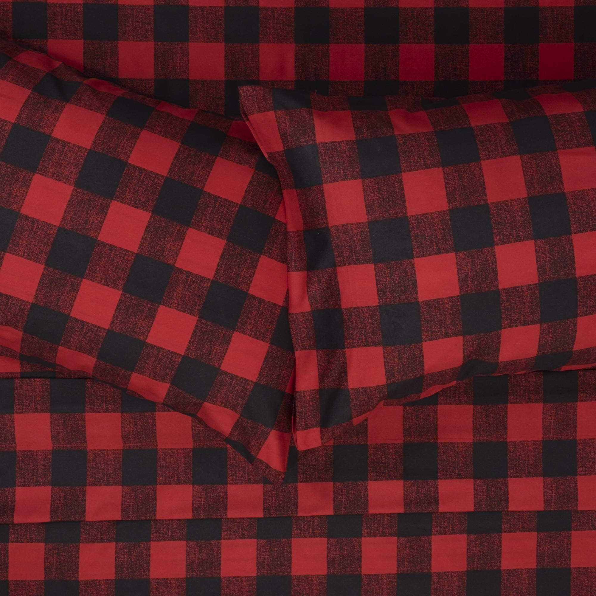 Buffalo Plaid Black and Red 4 Piece Bed Sheet Set - Twin - Image 2