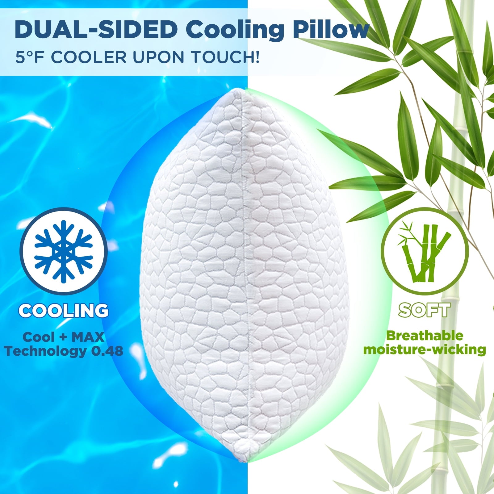 SUPA MODERN Cooling Bed Pillows Queen Size Set of 2, Shredded Memory Foam Pillows for Sleeping 2 Pack, Adjustable Soft Firm Pillow for Side - Image 2