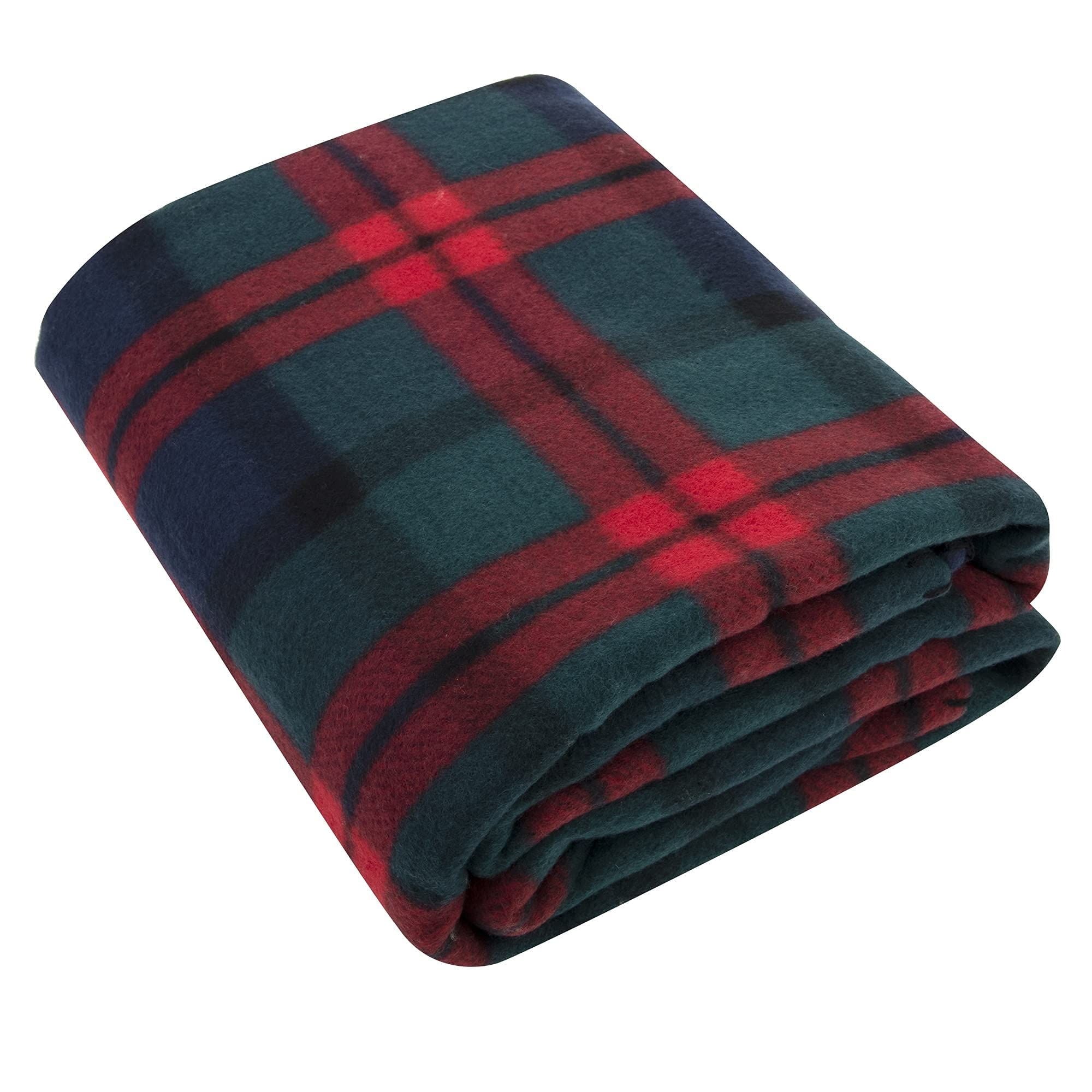 Single Plaid Color 60"L x 50"W Fleece Throw Blanket for Fall, Winter, Spring, Summer, Men, Women, Children & Pets in Red & Green Plaid - Image 2
