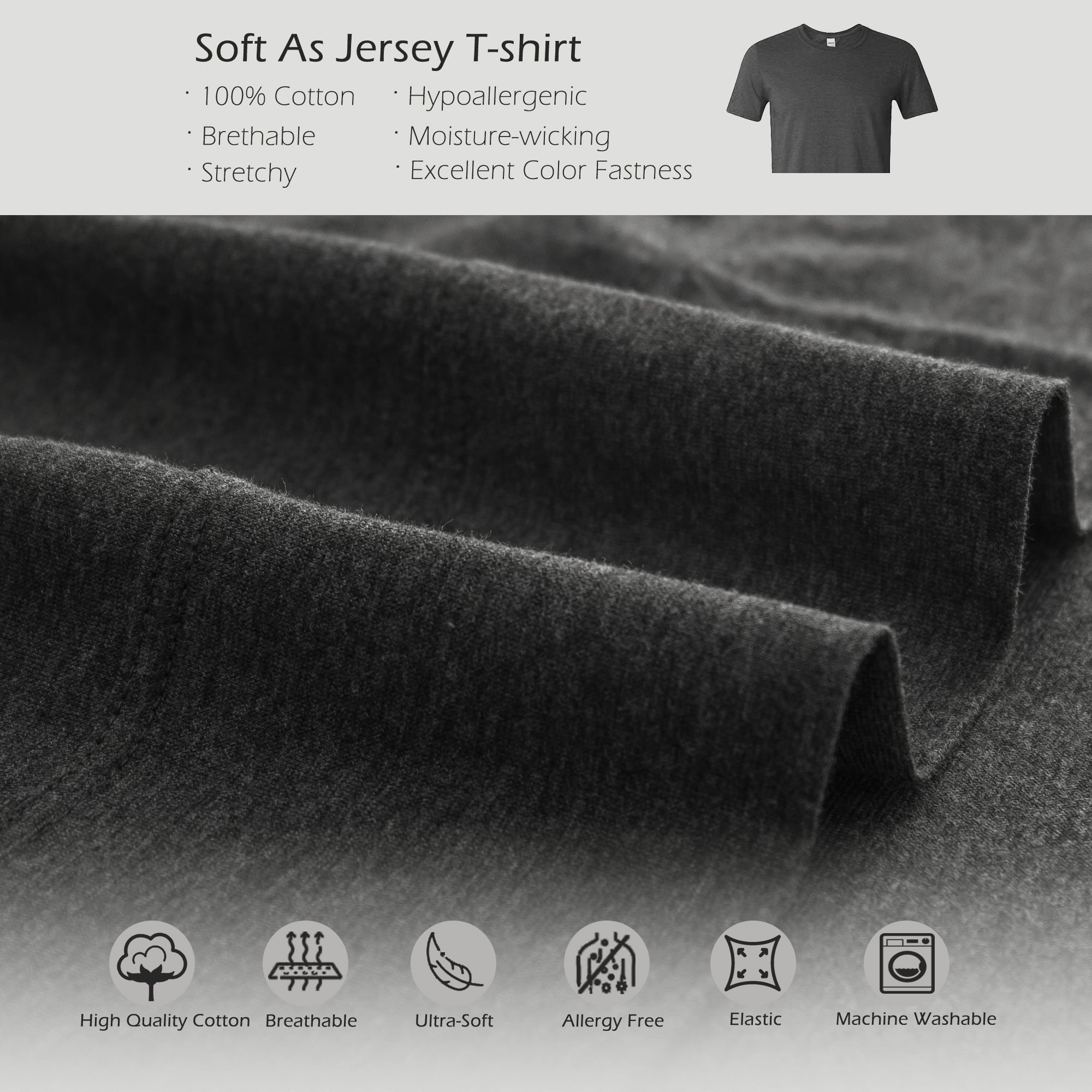 100% Cotton Jersey Knit 4pc Bed Sheet Set Extra Deep Pocket up to 20" Charcoal Gray Queen - Image 5