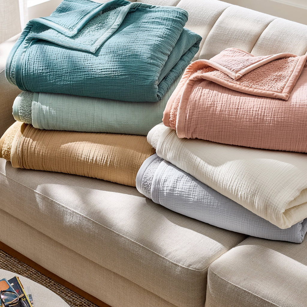 Gauze Reverse to Cozy Knit Super Soft Throw Blanket, Oversized, Antique Blush - Image 6