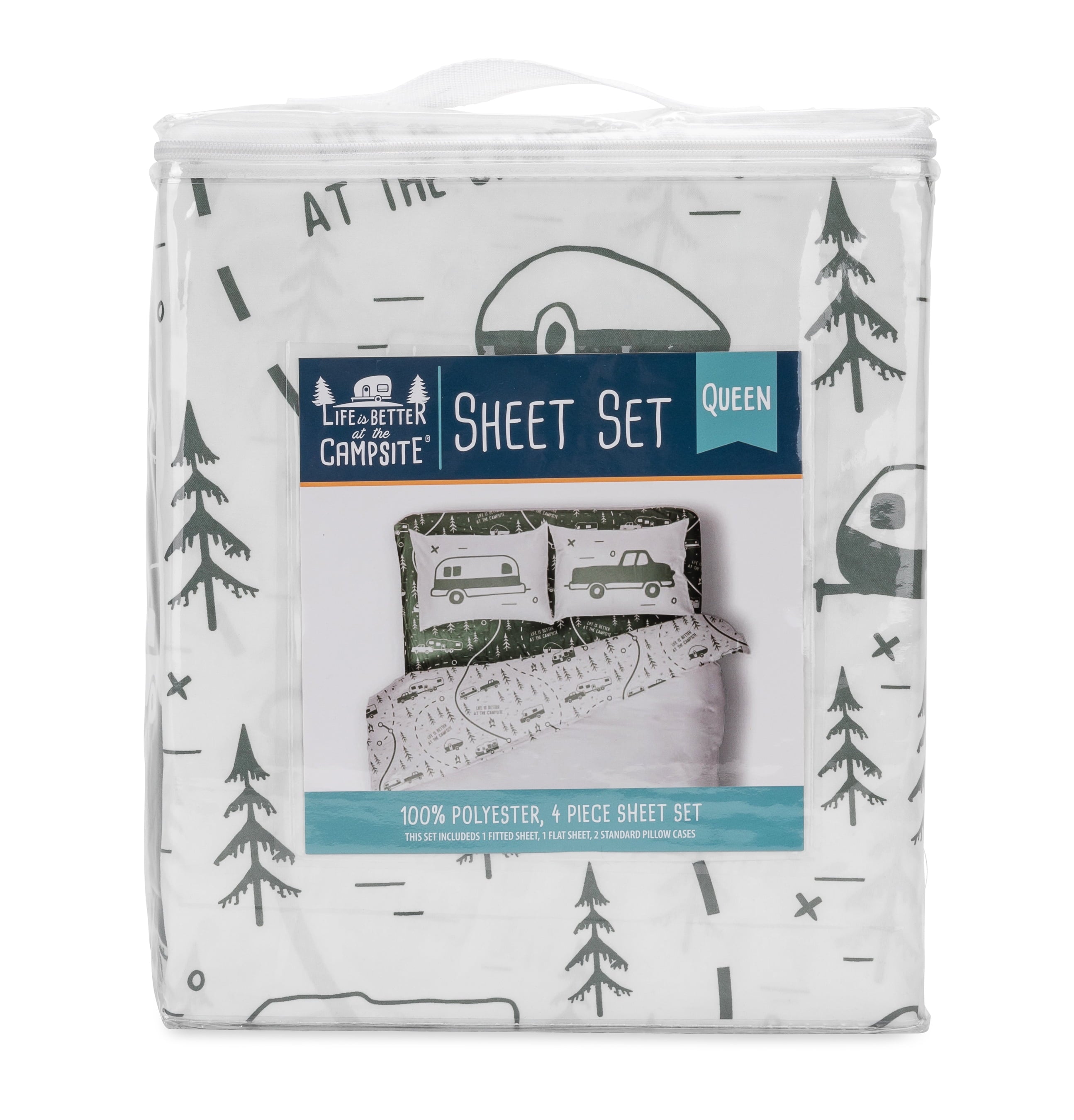 RV Queen Bed Sheet Set, Green Map, Polyester (53476) - Image 5