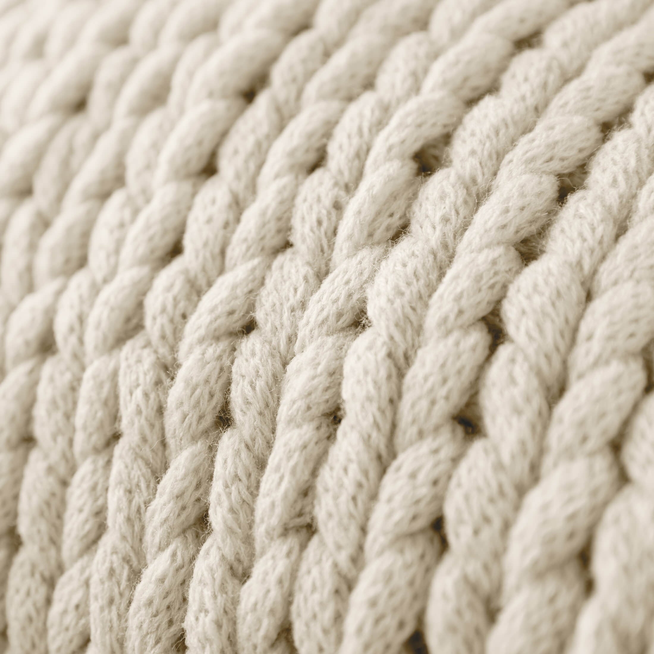 Soft & Cozy Chunky Hand-Knit Throw Blanket, Ivory - Image 2