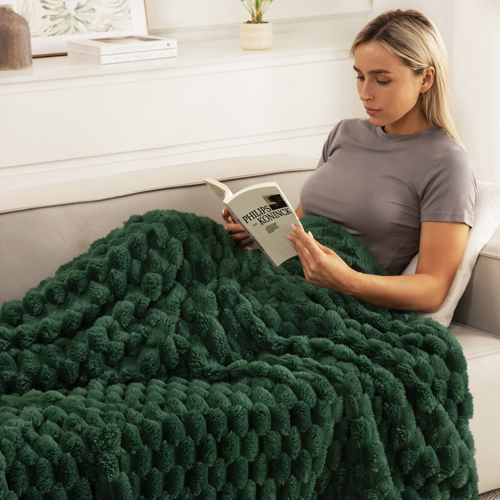 50"x60" Throw Blanket for Couch with Expanded 3D-Jacquard Pattern, Fuzzy Soft Cozy Exquisite Blankets or All Season, ... - Image 3