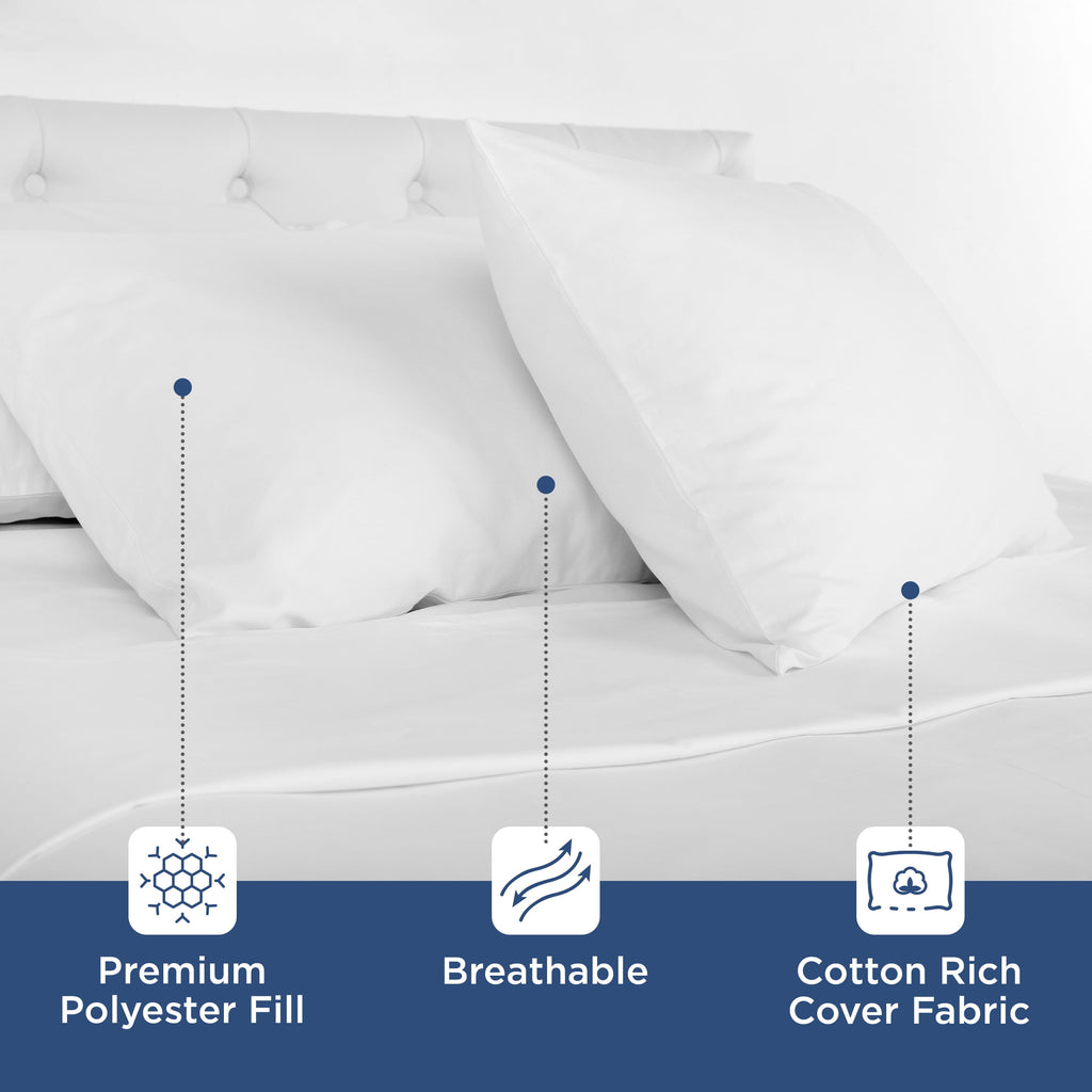 2-Pack Down Alternative White Bed Pillows, Standard - Image 5