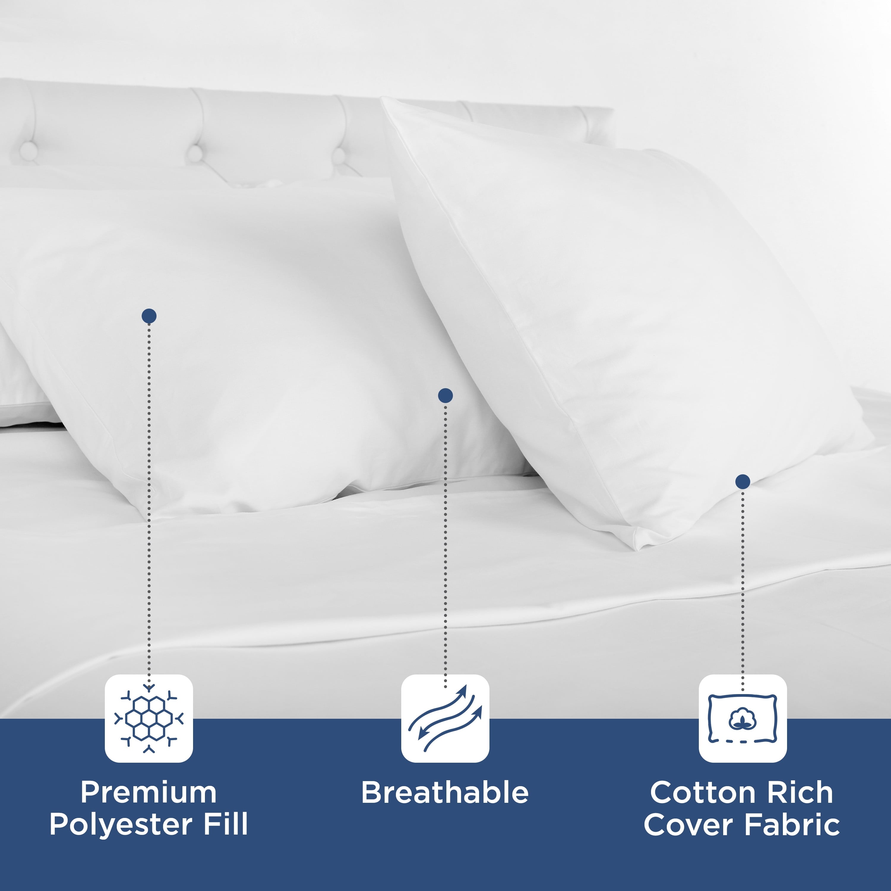 2-Pack Down Alternative White Bed Pillows, Standard - Image 5