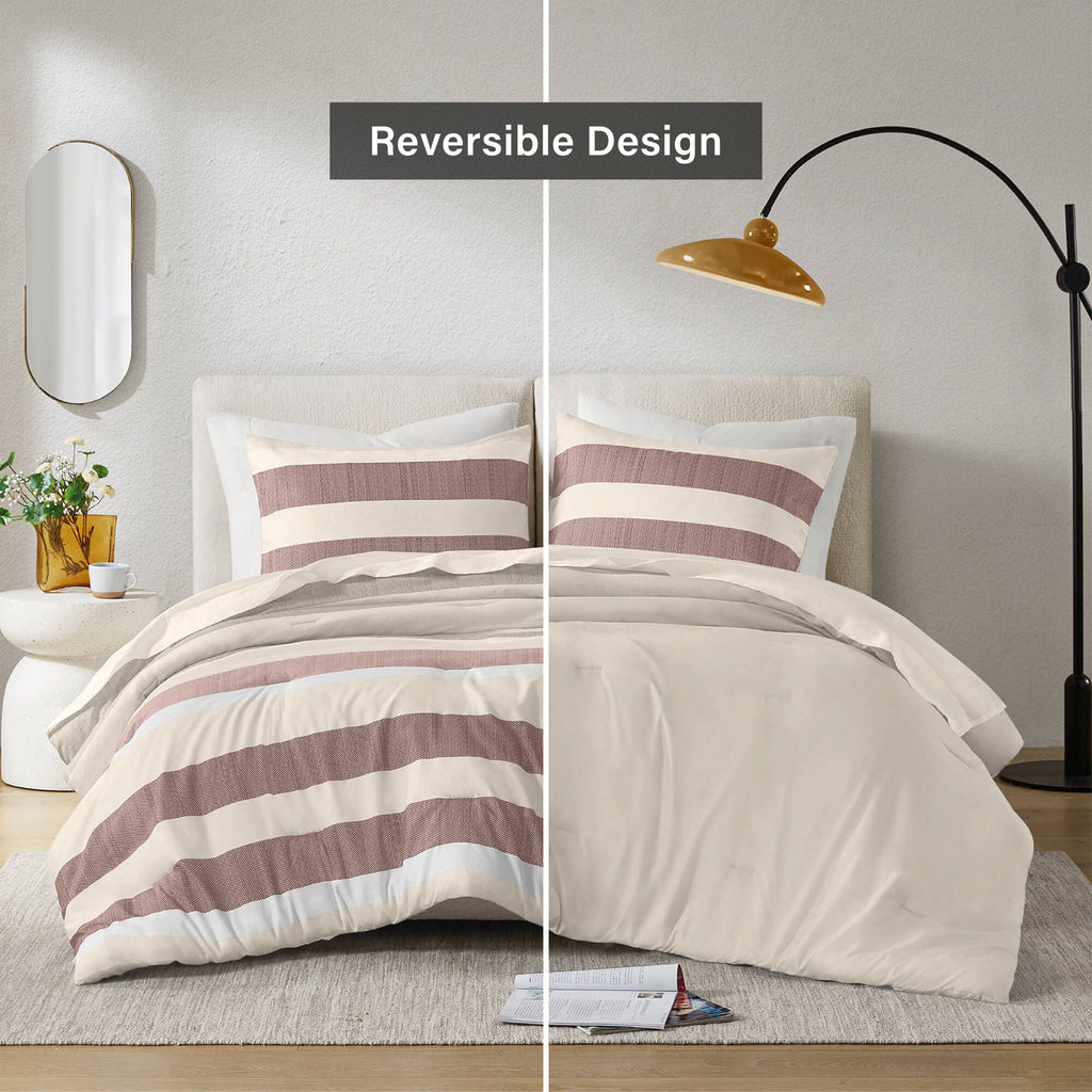 2-Piece Comforter Sets, Reversible Striped Comforter Set for Dorm, Lightweight All Season Bedding Set with Pillow Sha... - Image 4