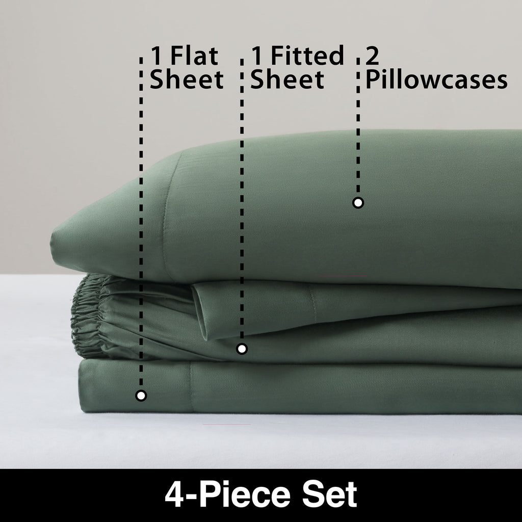 4-Piece & Silky Serenity 100% Bed Sheets Set, Flagstone, Queen - Image 5