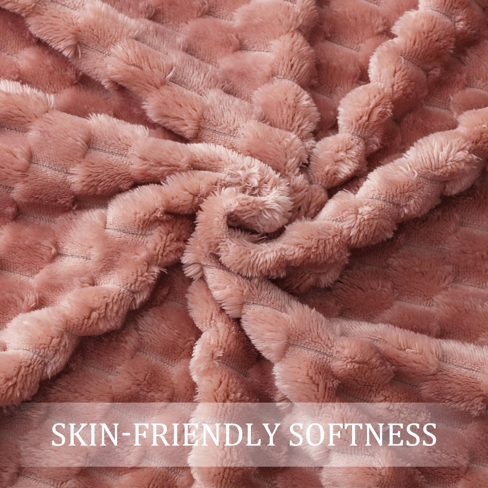 Large Soft Fleece Throw Blanket, 50"x70" Stylish Jacquard Throw Blanket for Couch, Cozy, Warm, Lightweight Dusty Pink... - Image 3