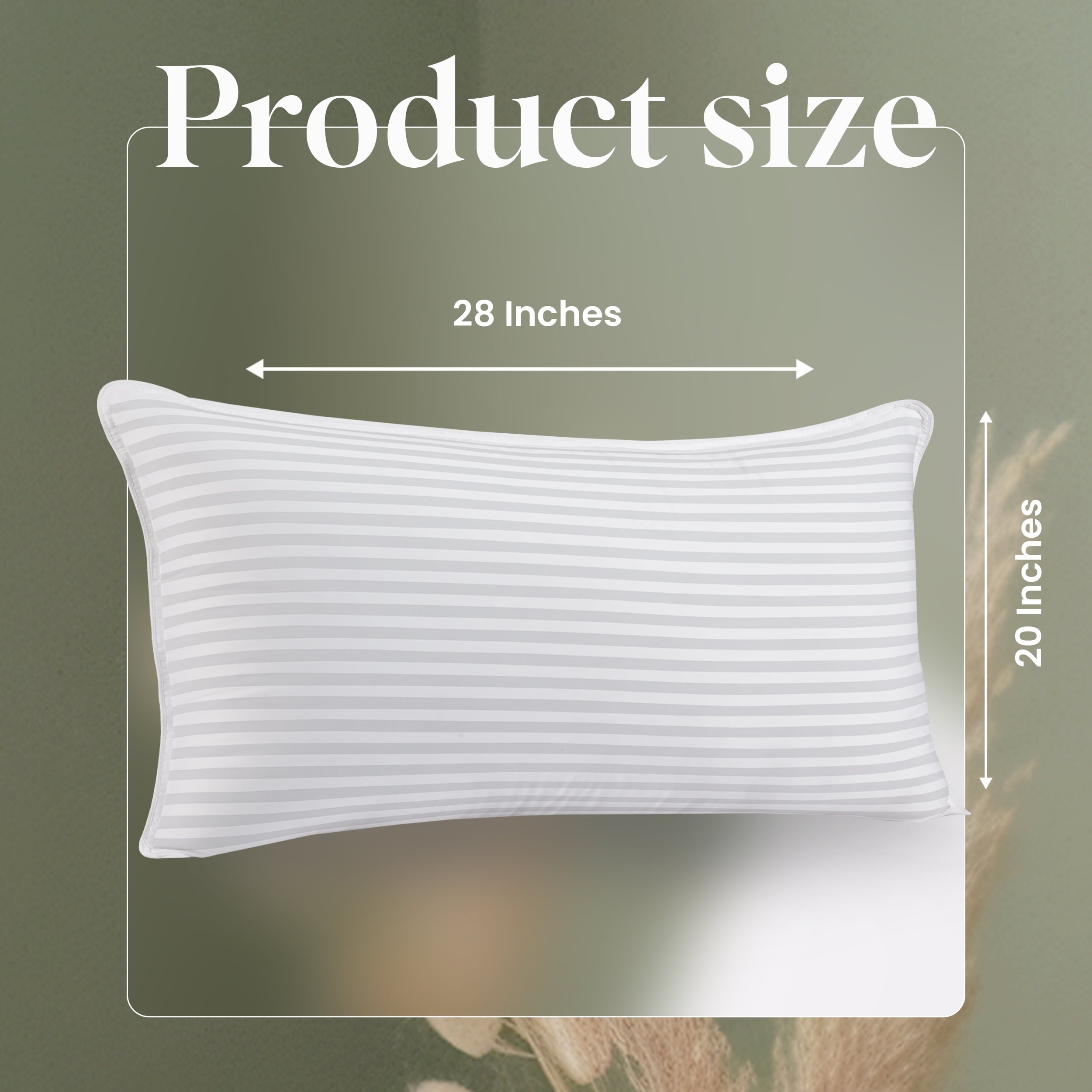 Bed Pillow with White Stripes - Set of 2 - Ultra Cozy & Relaxing For Adults, (Queen, 28"L x 20" W) - Image 2