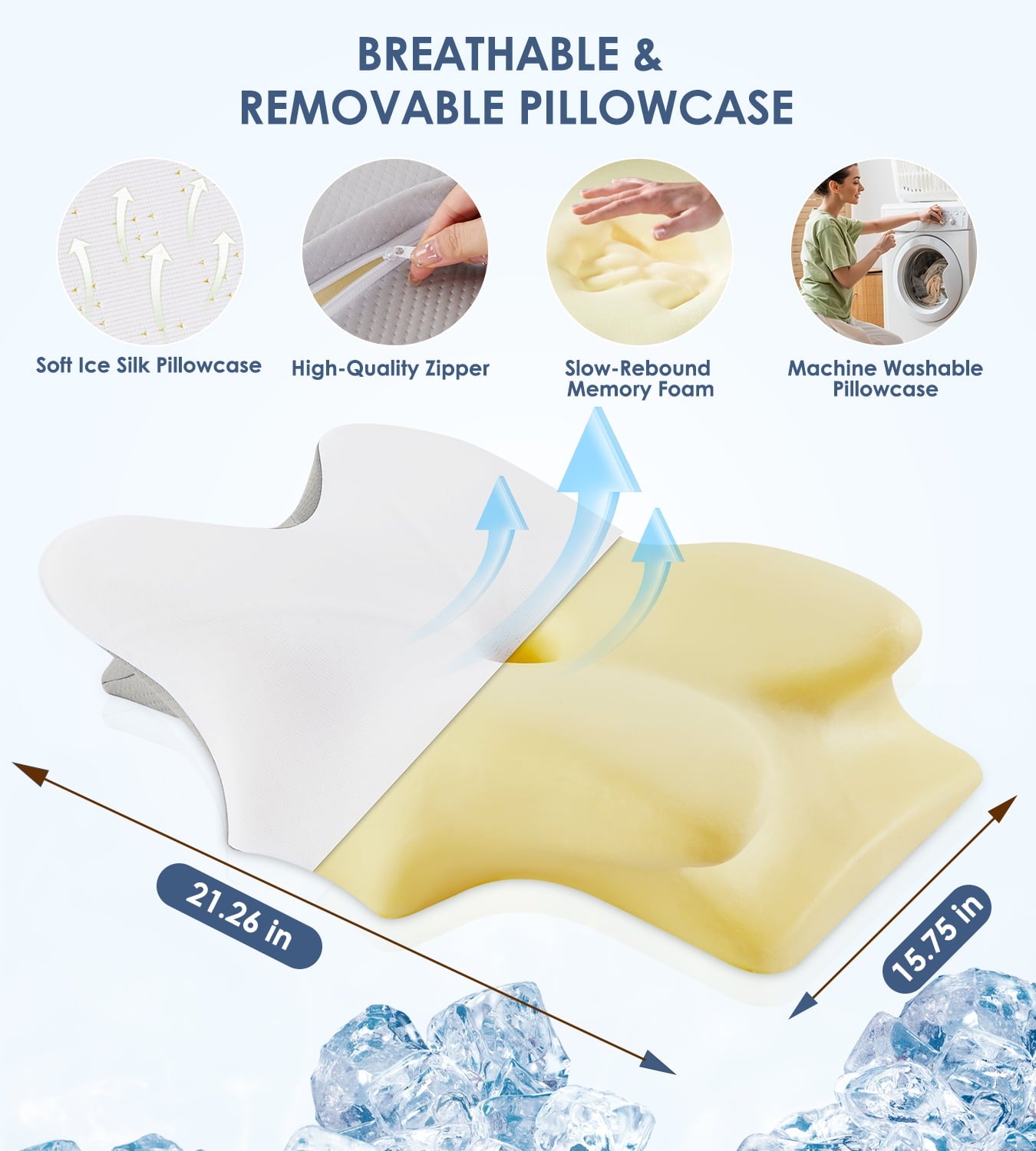 Cervical Pillow for Neck Pain Relief, Contour Memory Foam Pillows, Odorless Ergonomic Neck Pillow Adjustable Orthoped... - Image 5
