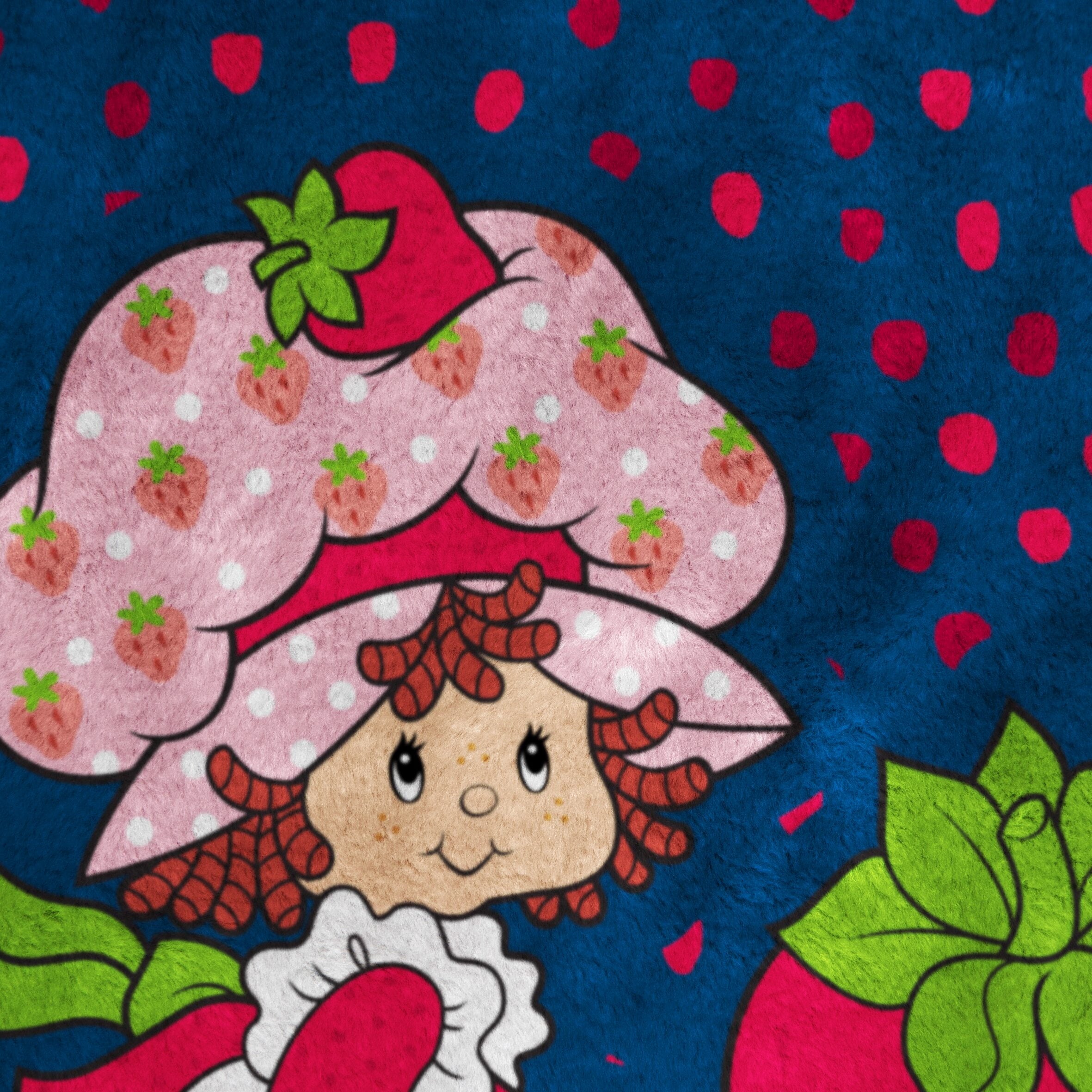 Strawberry Shortcake Berry Meadows 46" x 60" Coral Fleece Throw Blanket, Kids, Polyester, Navy - Image 3
