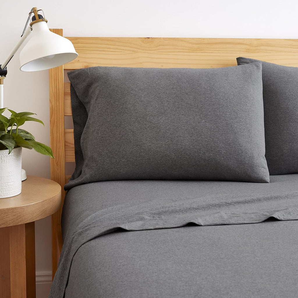 Jersey Sheet Set - 4 Pieces Queen Cotton Sheets Set - Stretchable Ultrasoft Luxury Knit Bed Linen (Dark Gray, Queen) - Image 2