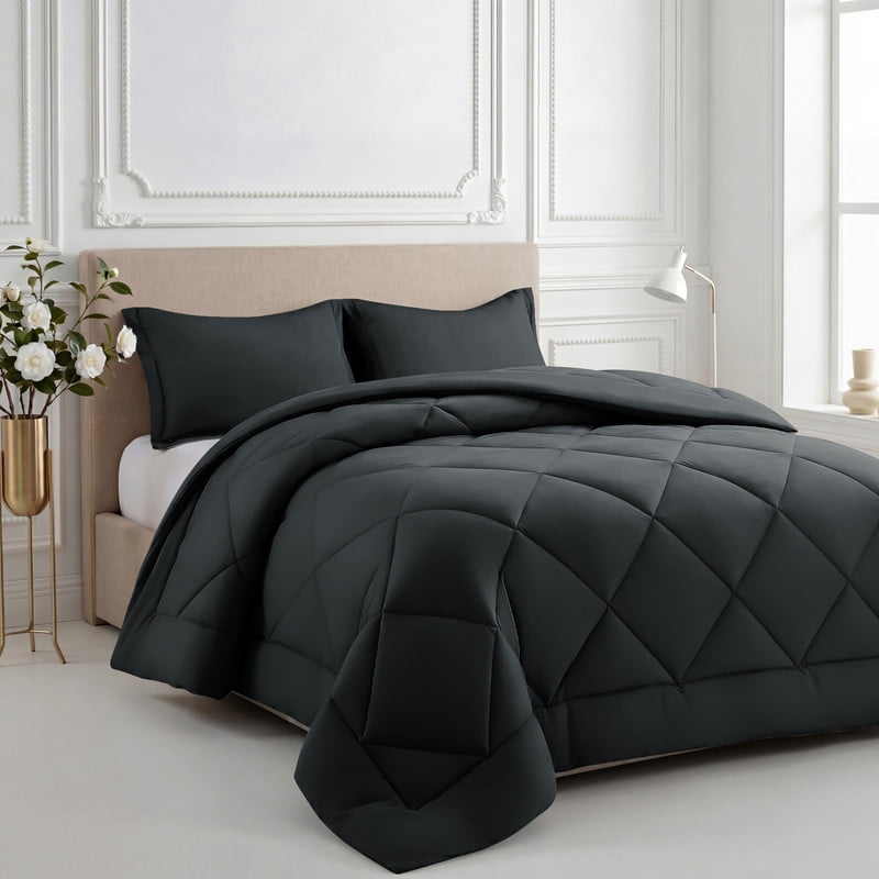 3 Pieces Queen Size Comforter Set, All Season Lightweight Breathable Bedding Set with 1 Down Alternative Comforter an...
