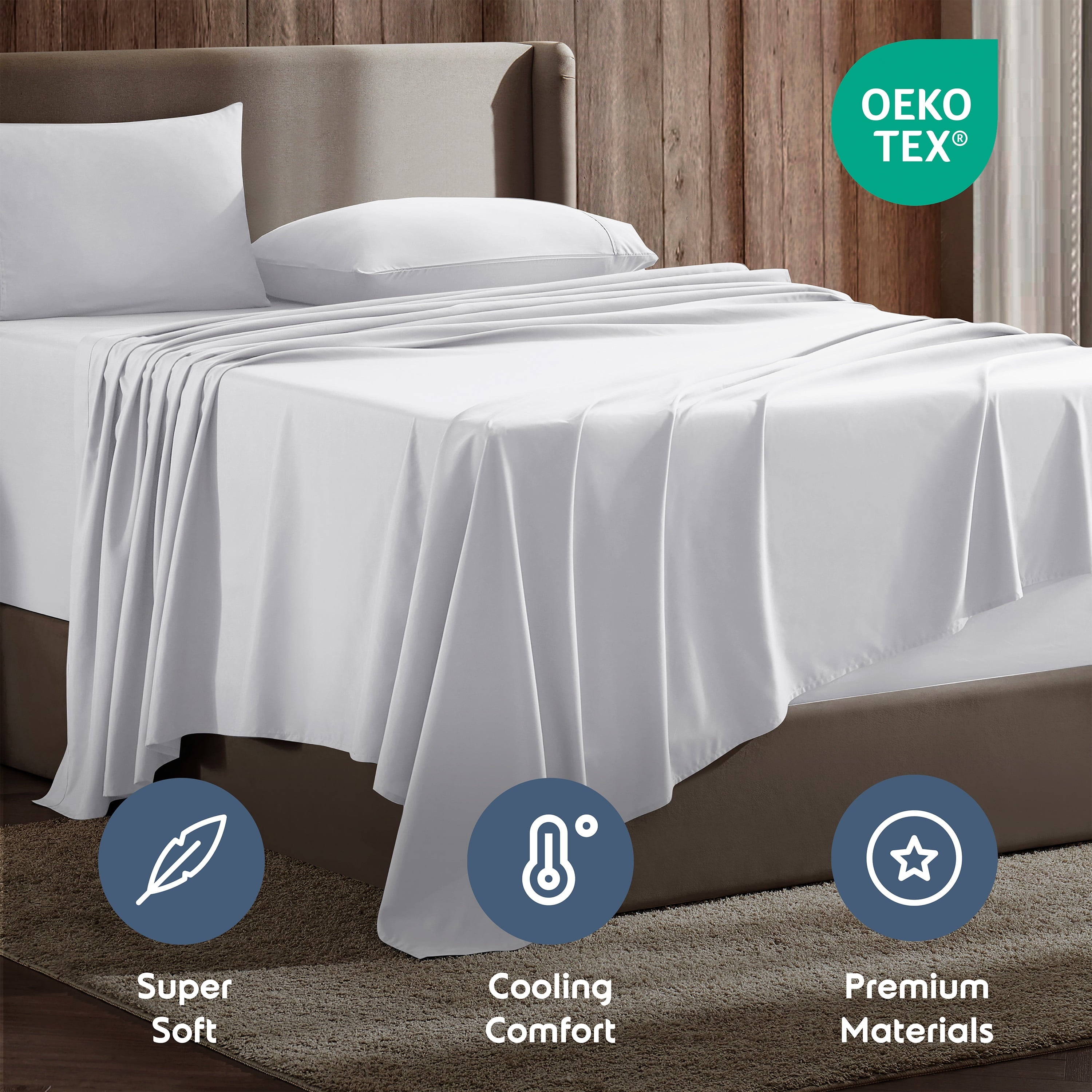 Set, Hotel Style Deep Pocket 4 Piece Bed , Luxury Soft Microfiber Sheet Sets, White - Image 4