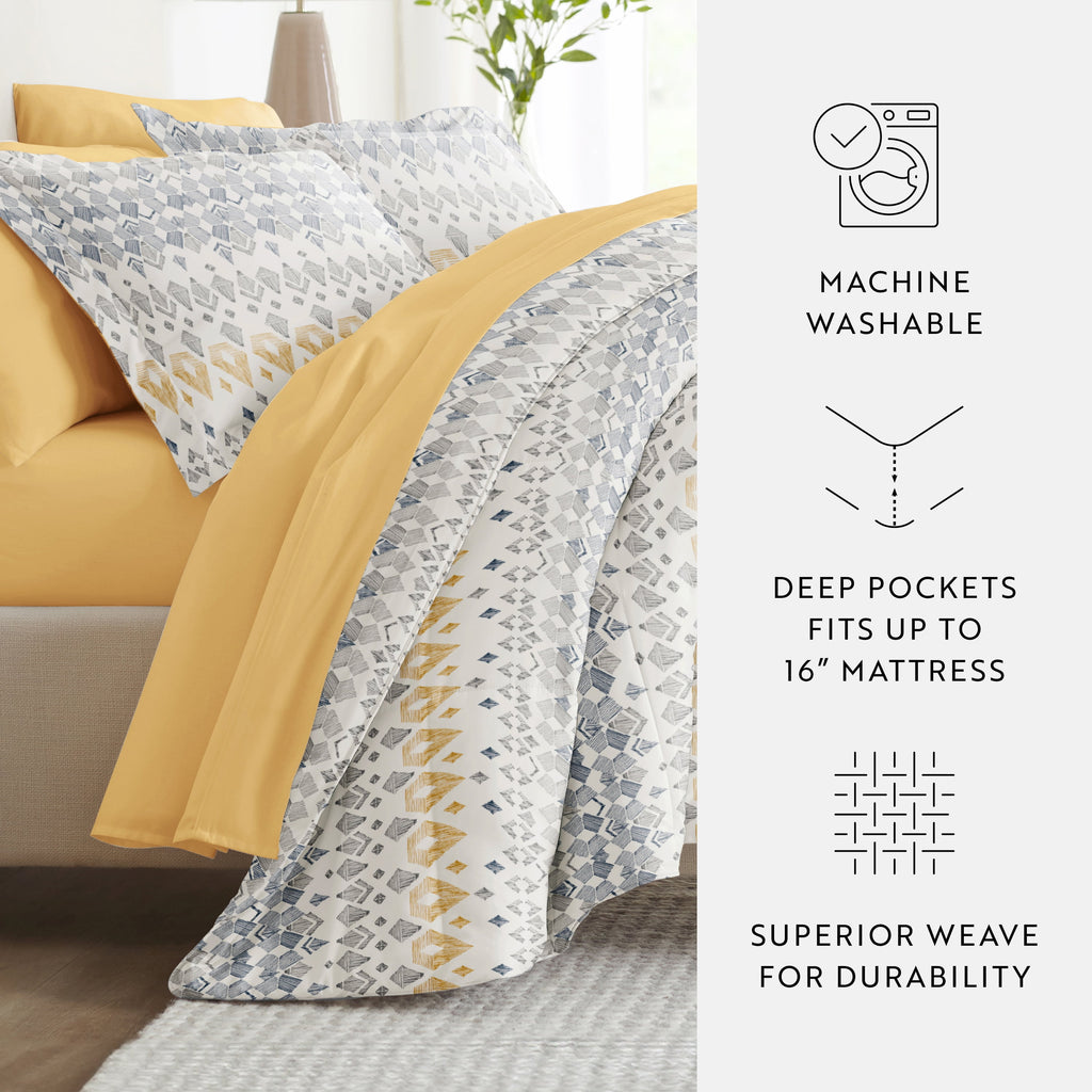 Noble Linens 7 Piece Bedding Bundle, Microfiber Patterned Comforter and Sheet Set, Queen - Image 4