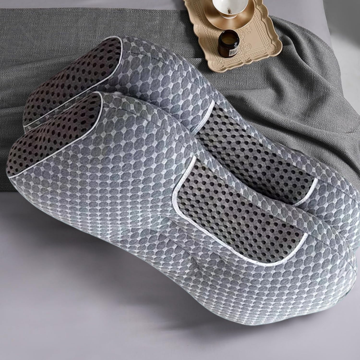 2-Piece Set - 24"x15" Gray Bed for Back, Side, Stomach Sleepers - Image 4