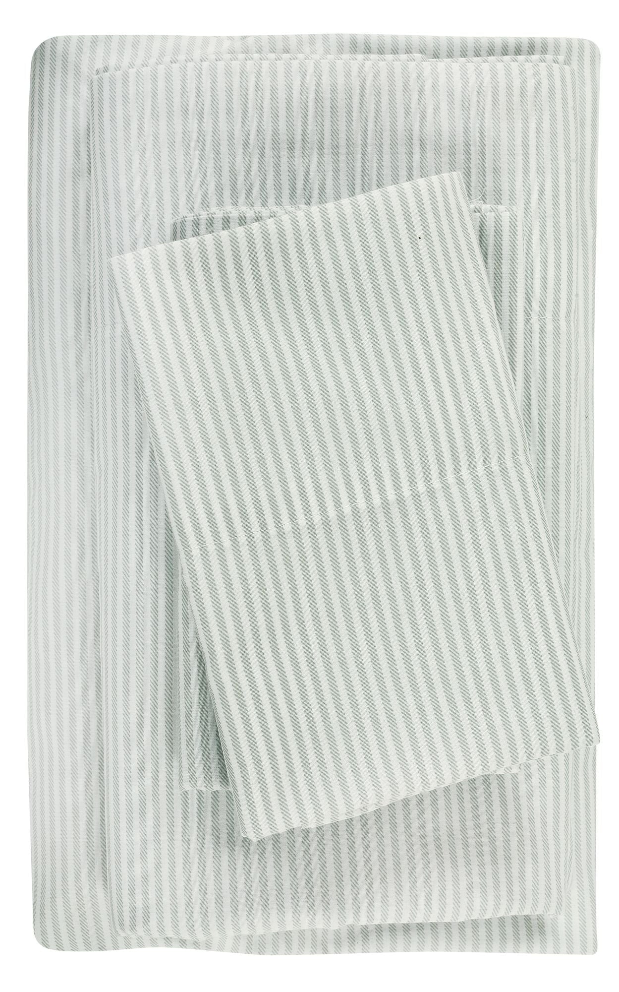 Easy Care 300 Thread Count Cotton Rich Percale Sheet Set, King, Grey Stripes - Image 4