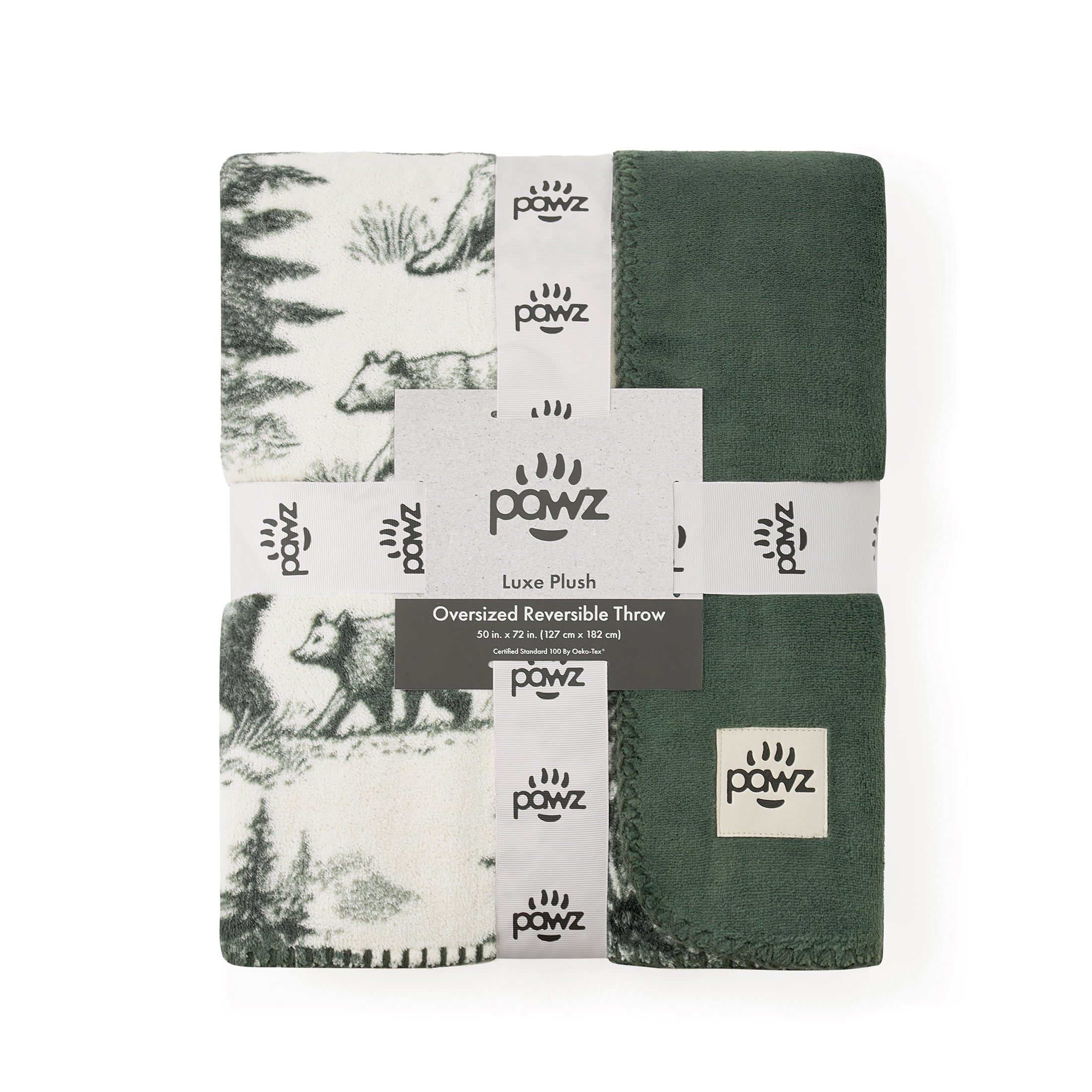 Pawz Plush Oversized Throw Blanket for Couch or Bed, Soft Flannel Fleece, Green Pine Trees, 50"x72" - Image 5