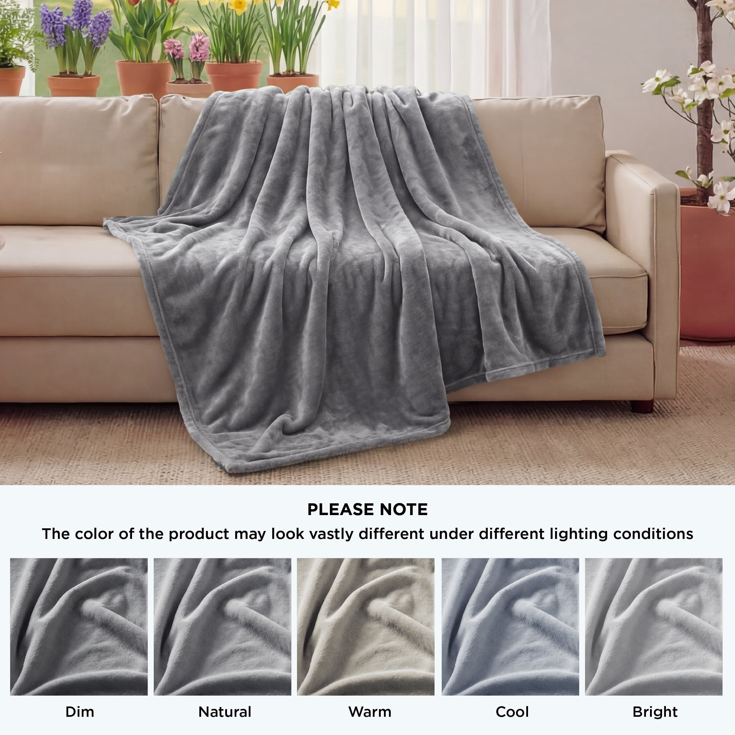 U by Bedsure Fleece Throw Blanket for Couch Grey, Lightweight Plush Fuzzy Cozy Soft Blankets and Throws for Sofa, 50x60 inches - Image 4