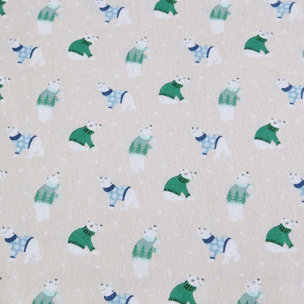 Winter Nights Cotton Flannel Sheet Set, King, Holiday Bears - Image 5