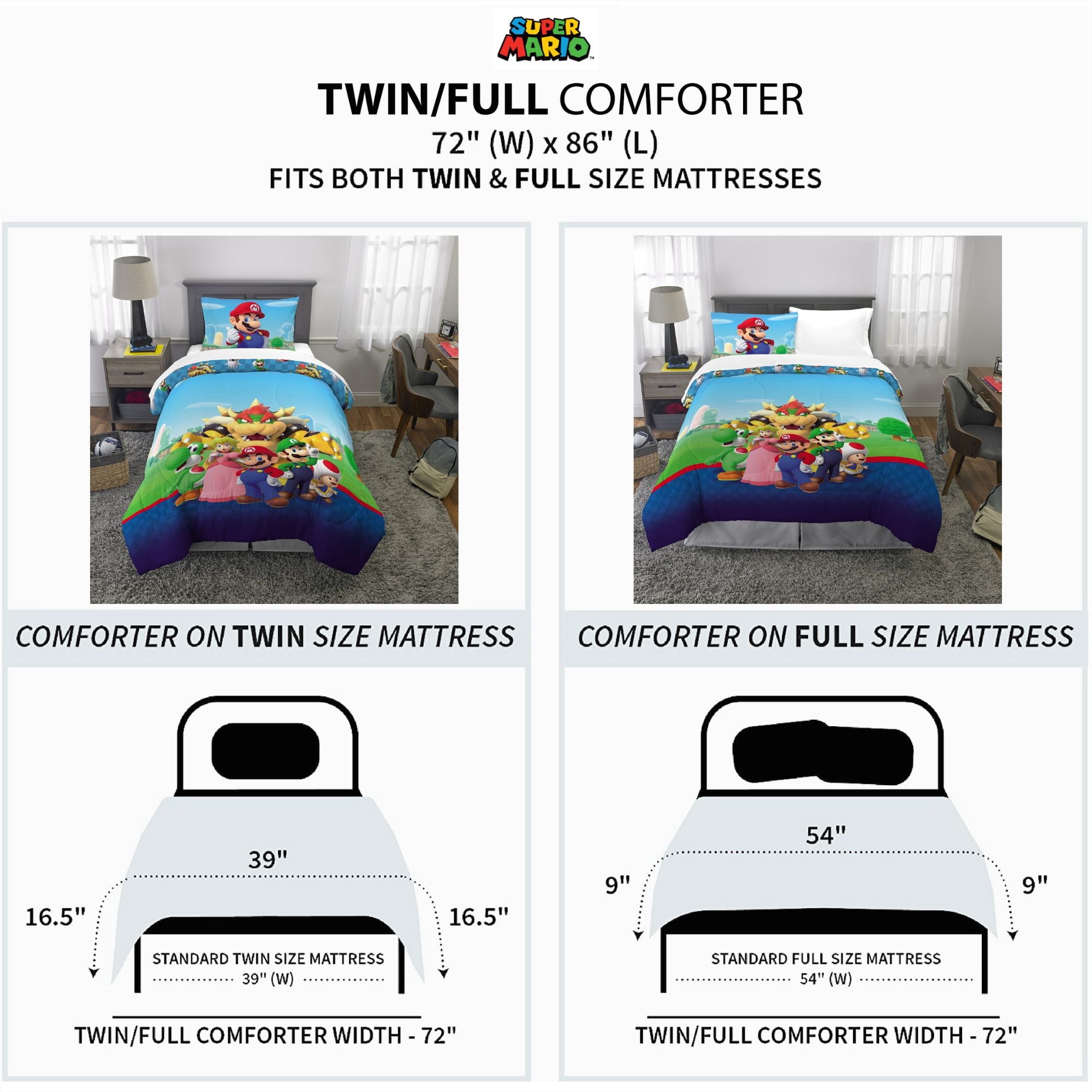Kids Comforter and Pillowcase, 2-Piece Set, Twin/Full, Reversible - Image 6