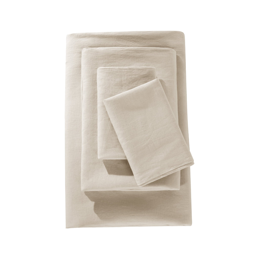 Natural Linen Cotton Bed Sheets Set, Deep Pocket - Breathable - Durable - 4 Pieces (Linen, Queen) - Image 6